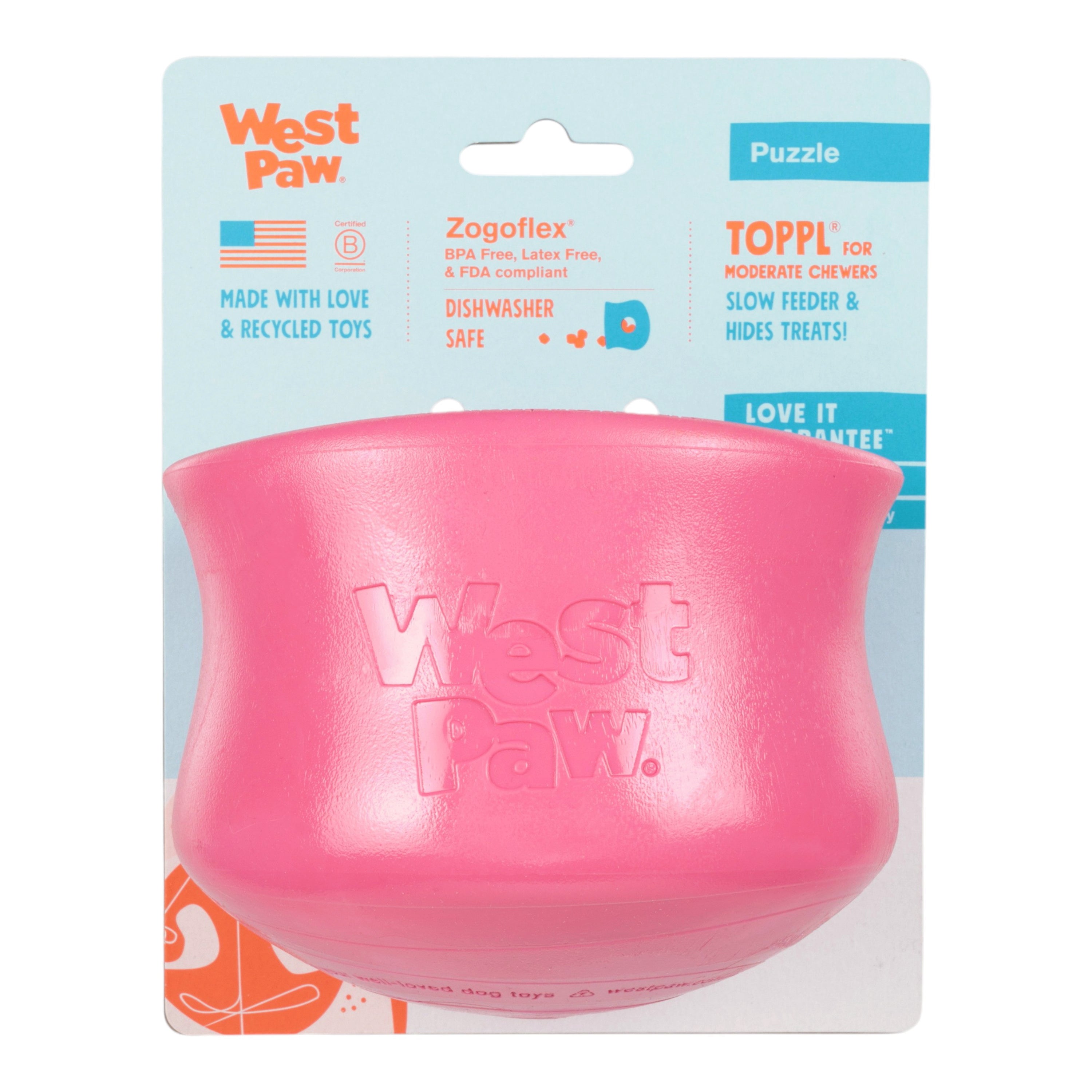 TOPPL de West Paw® color Rosa Geranio (Geranium) Edición Limitada – Juguete Rompecabezas Dispensador de Premios para Perros