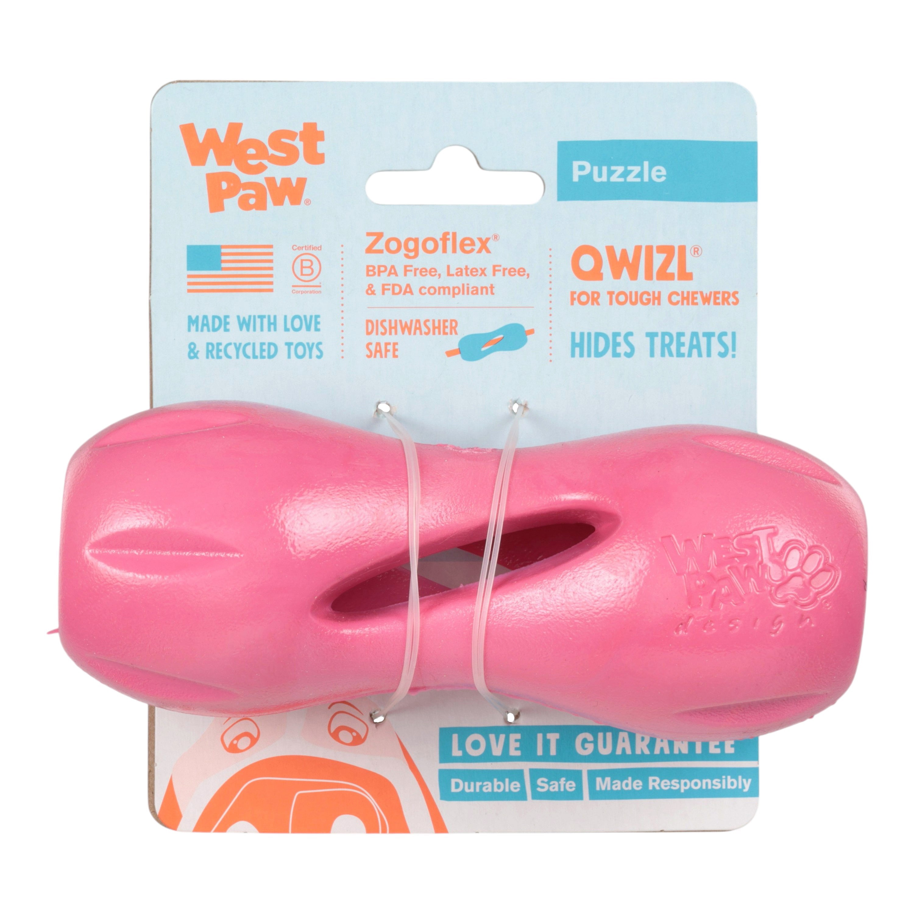 QWIZL de West Paw® color Rosa Geranio (Geranium) Edición Limitada – Juguete Dispensador de Premios para Perros