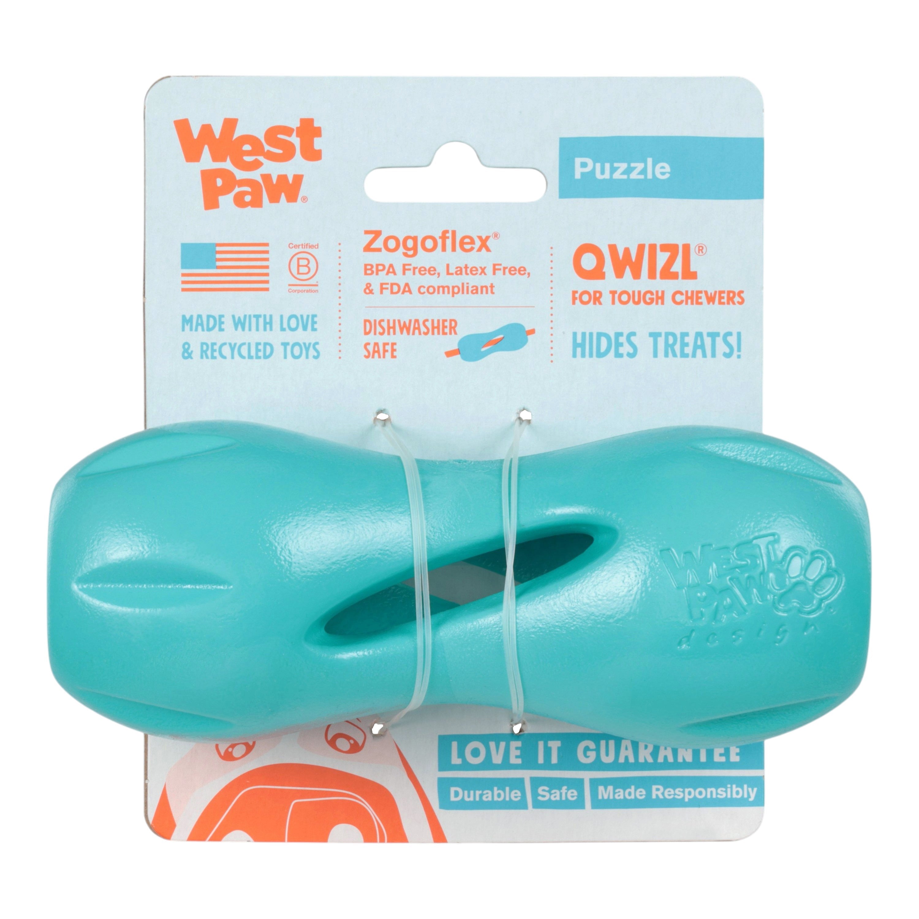 QWIZL de West Paw® color Verde Azulado (Teal) Edición Limitada – Juguete Dispensador de Premios para Perros