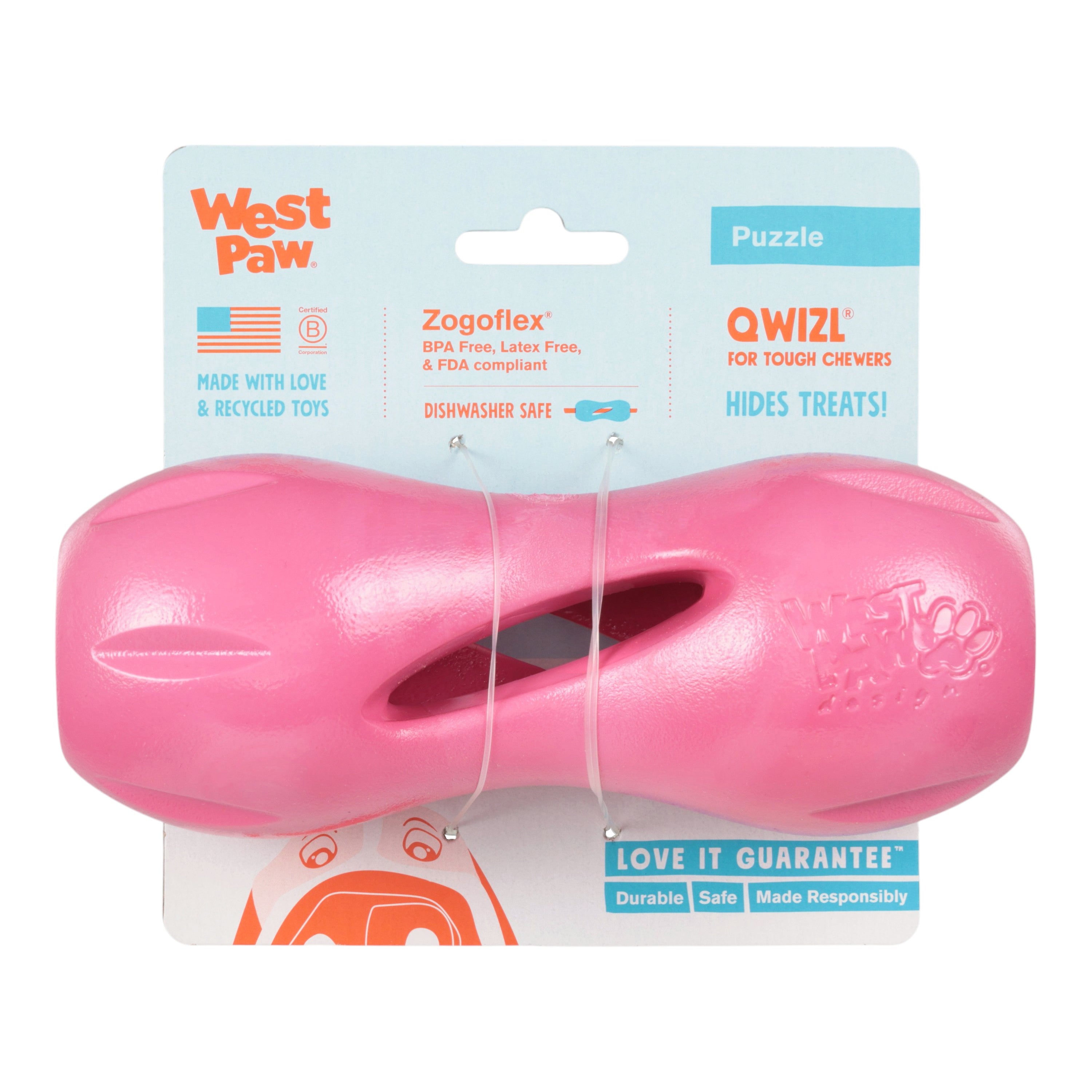 QWIZL de West Paw® color Rosa Geranio (Geranium) Edición Limitada – Juguete Dispensador de Premios para Perros