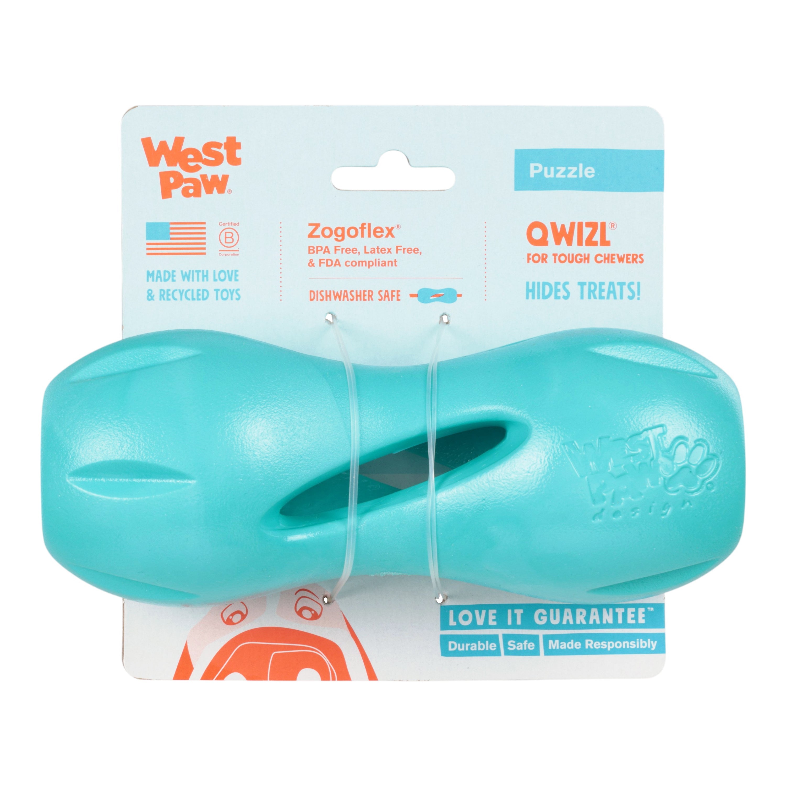 QWIZL de West Paw® color Verde Azulado (Teal) Edición Limitada – Juguete Dispensador de Premios para Perros