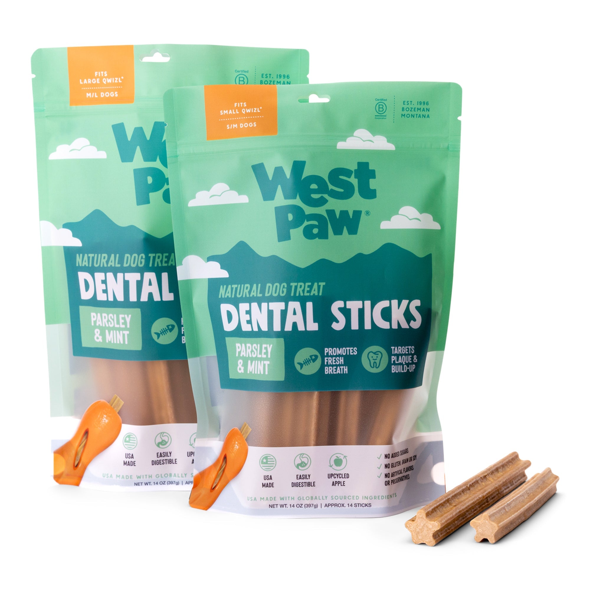Natural Dental Sticks de West Paw® — Snacks Dentales Naturales para Qwizl