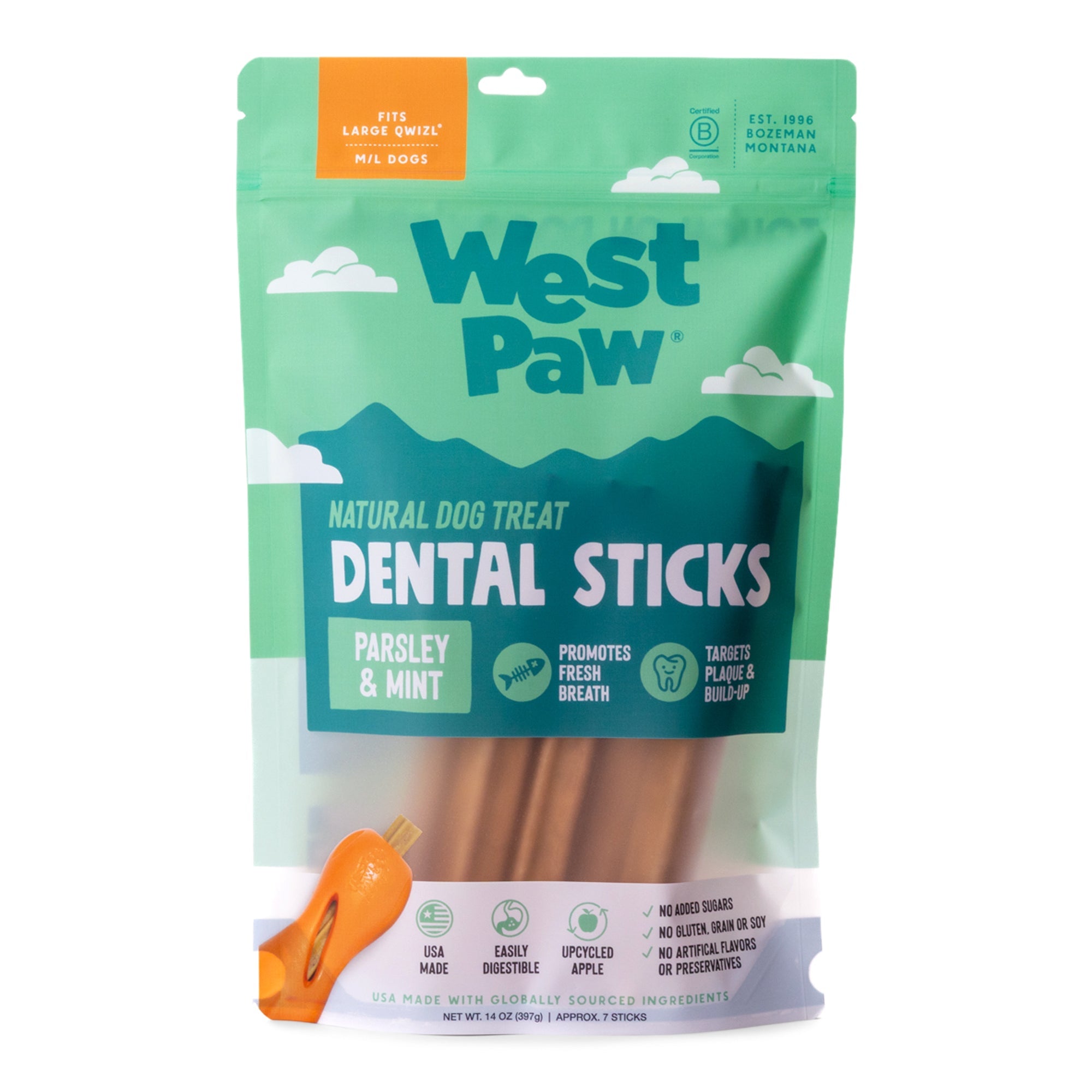 Natural Dental Sticks de West Paw® — Snacks Dentales Naturales para Qwizl