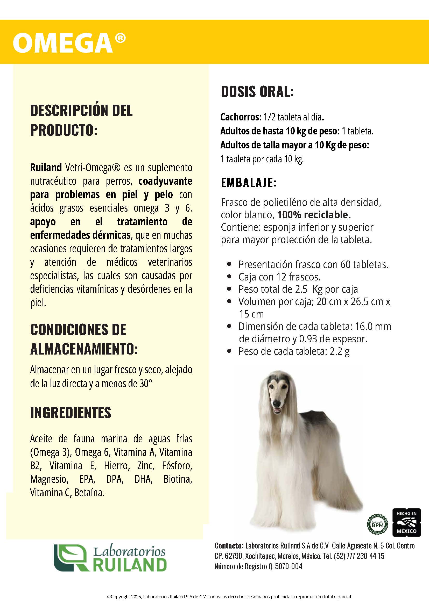Omega® Tabletas Masticables para Perros – Suplemento con Ácidos Grasos Esenciales para Piel y Pelaje | Ruiland
