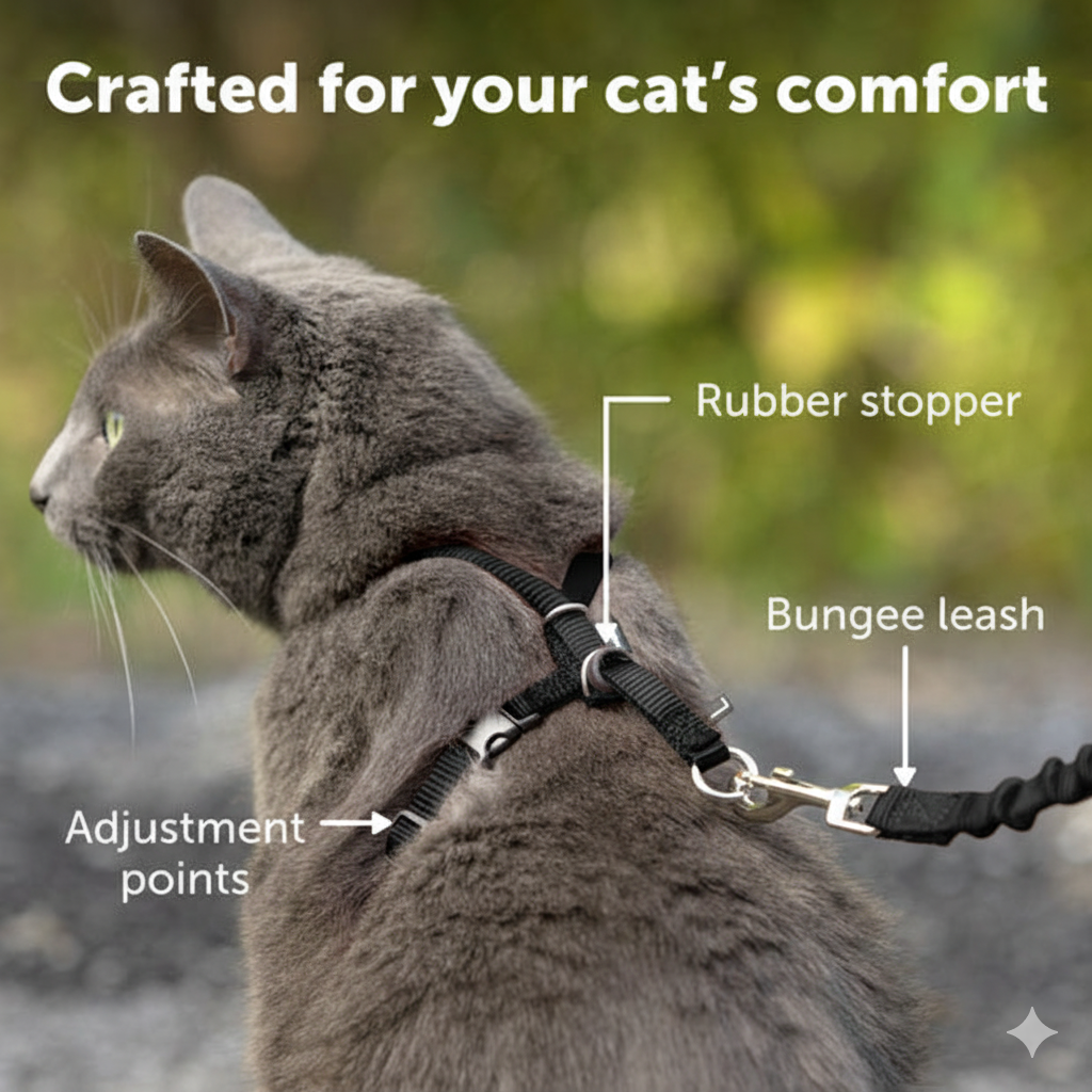 Arnés con Correa Elástica Come With Me Kitty™ para Gatos – Negro (Black) | PetSafe