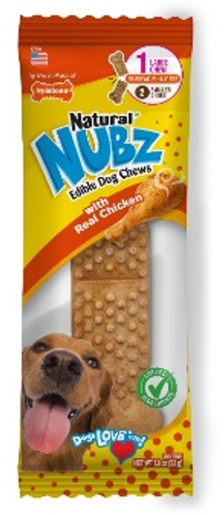 Premio Masticable Comestible Nubz Natural con Pollo para Perros - Grande (Large) | Nylabone