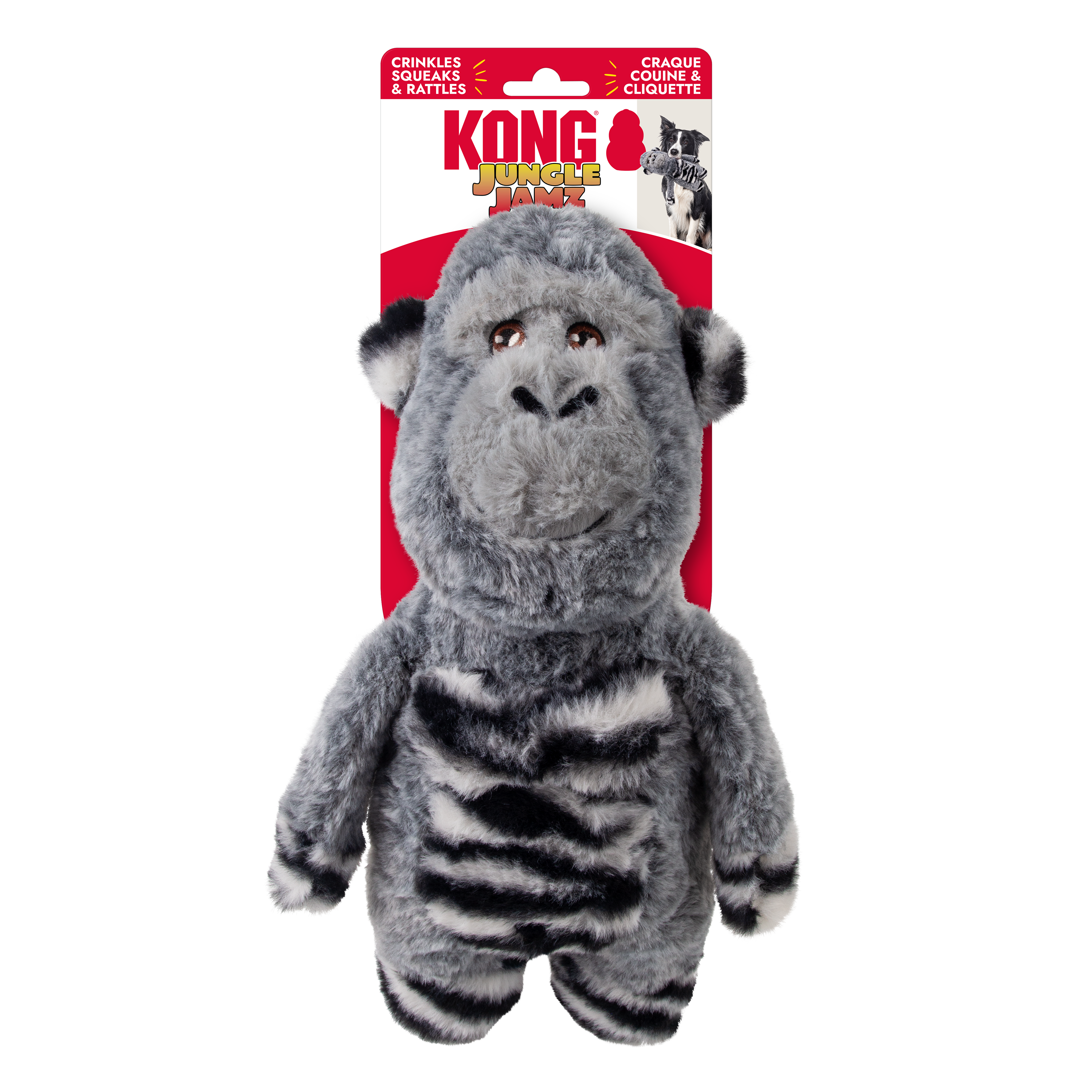 Jungle Jamz Gorilla - Juguete de Peluche con Sonido para Perros | KONG