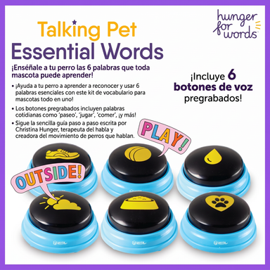 Botones Parlantes para Perros Essential Words: Set de 6 Palabras | Hunger for Words