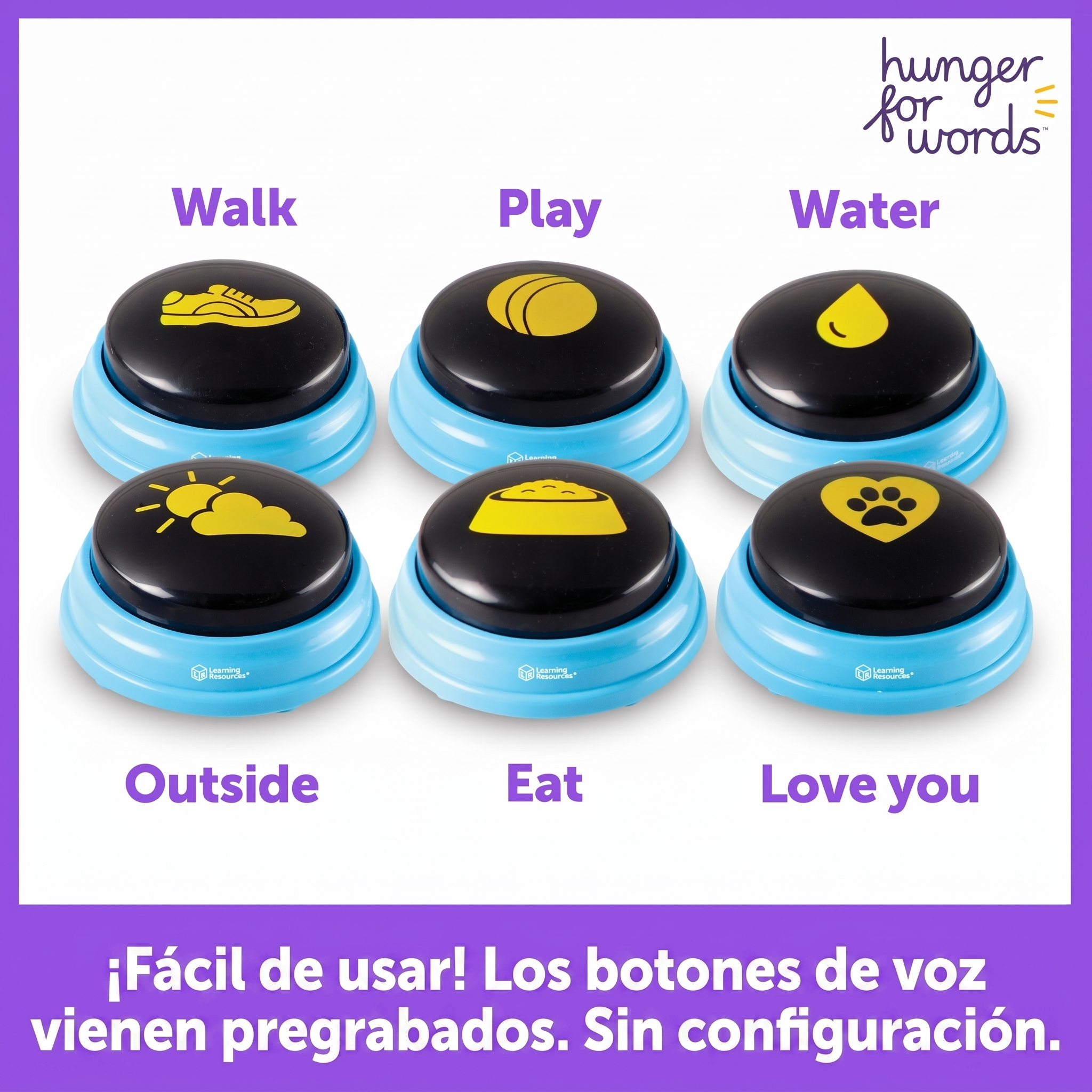 Botones Parlantes para Perros Essential Words: Set de 6 Palabras | Hunger for Words