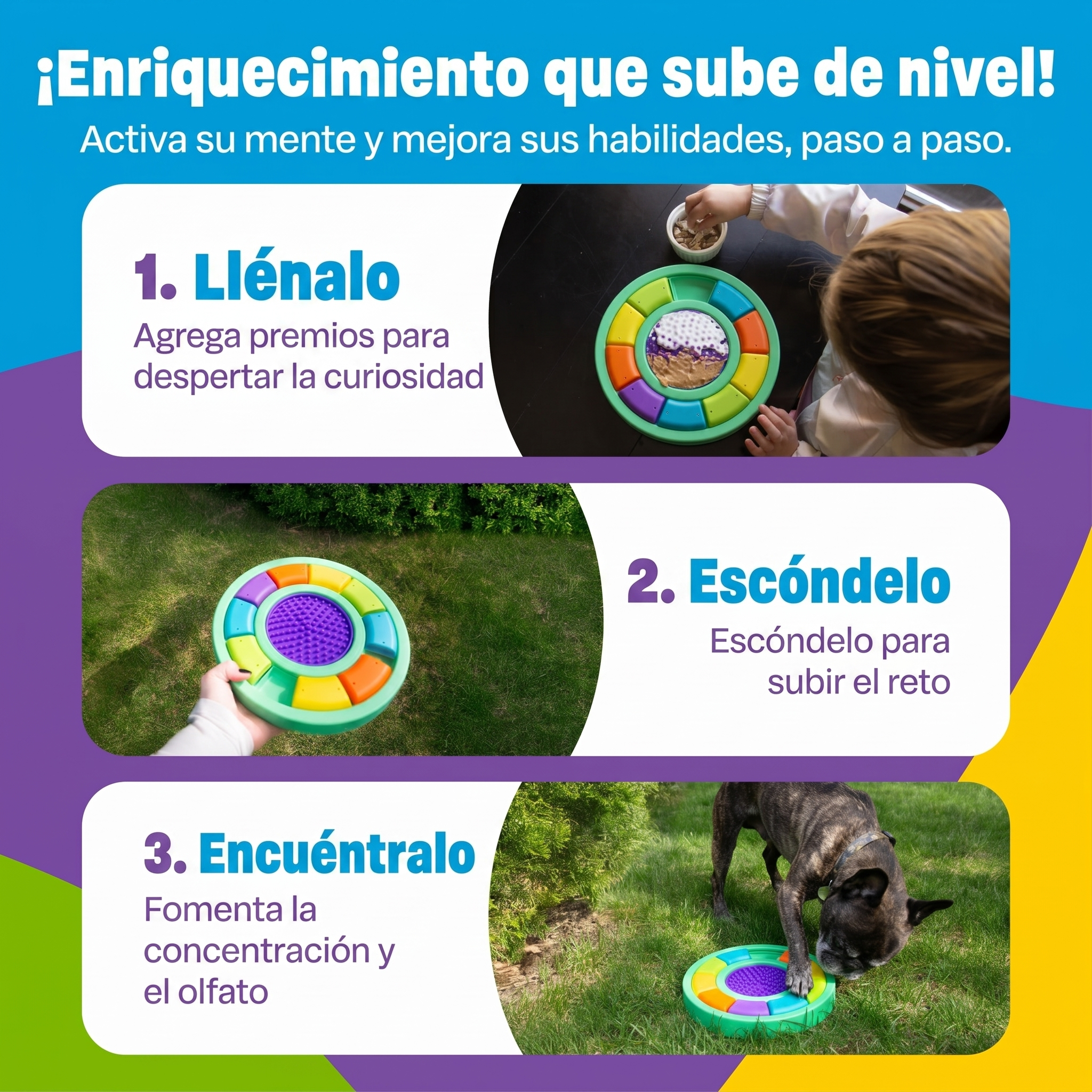 Rompecabezas + Tapete Lamedor para Perros Color Wheel | Brightkins