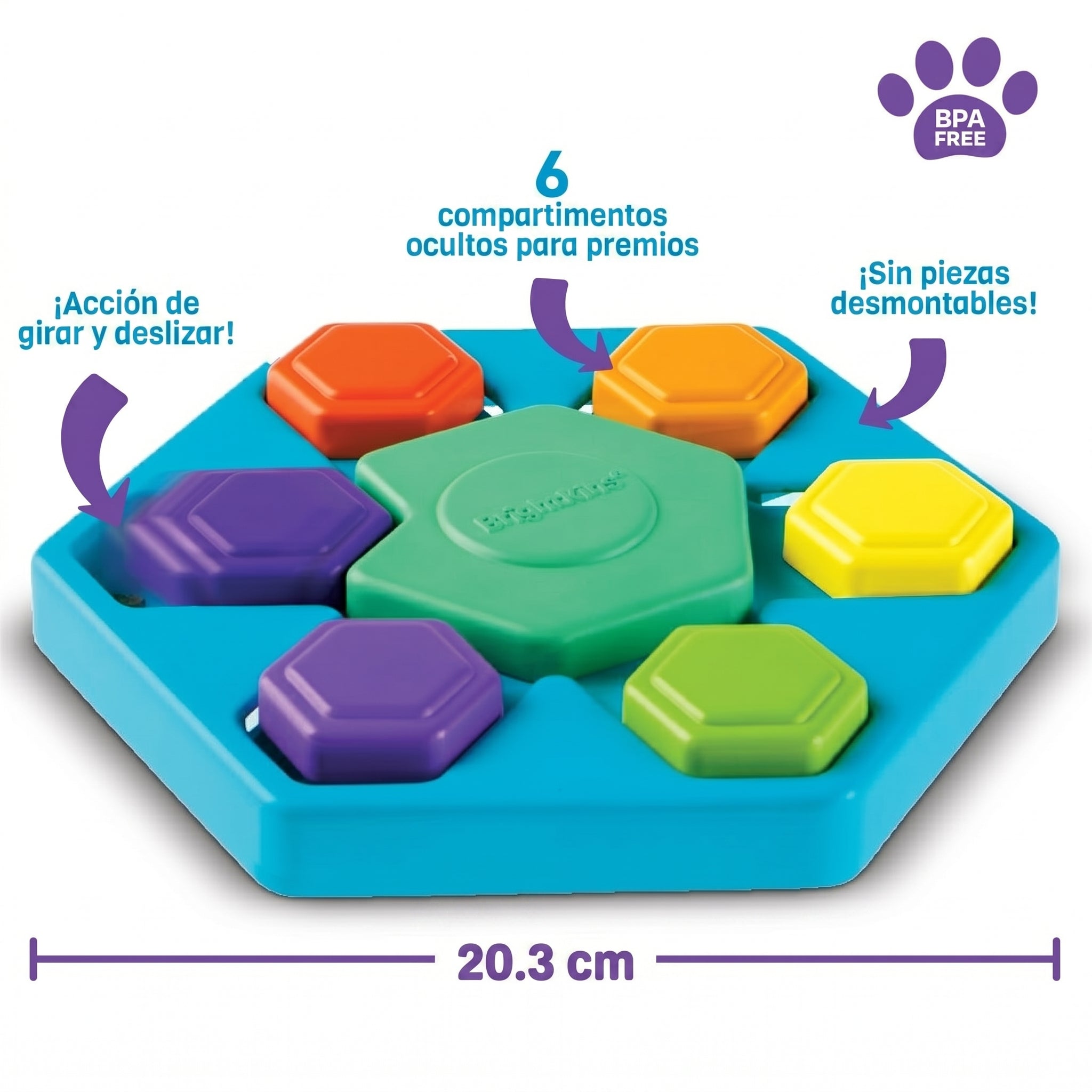 Juguete Rompecabezas para Perros Spin & Seek Hexagono | Brightkins