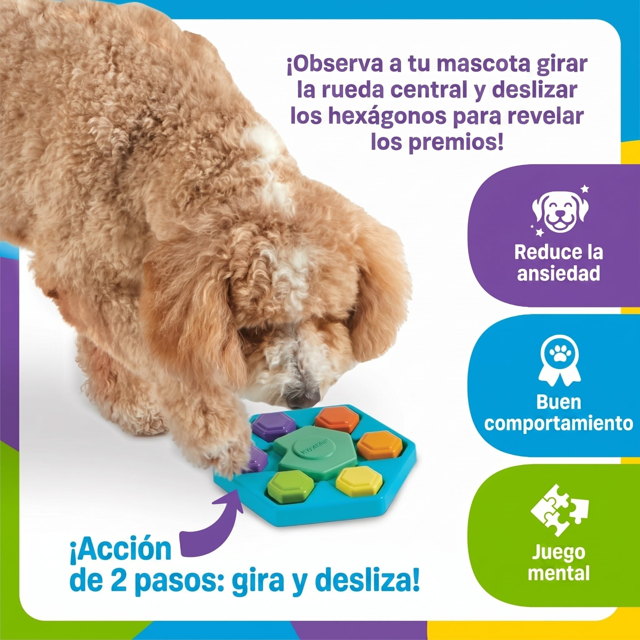 Juguete Rompecabezas para Perros Spin & Seek Hexagono | Brightkins