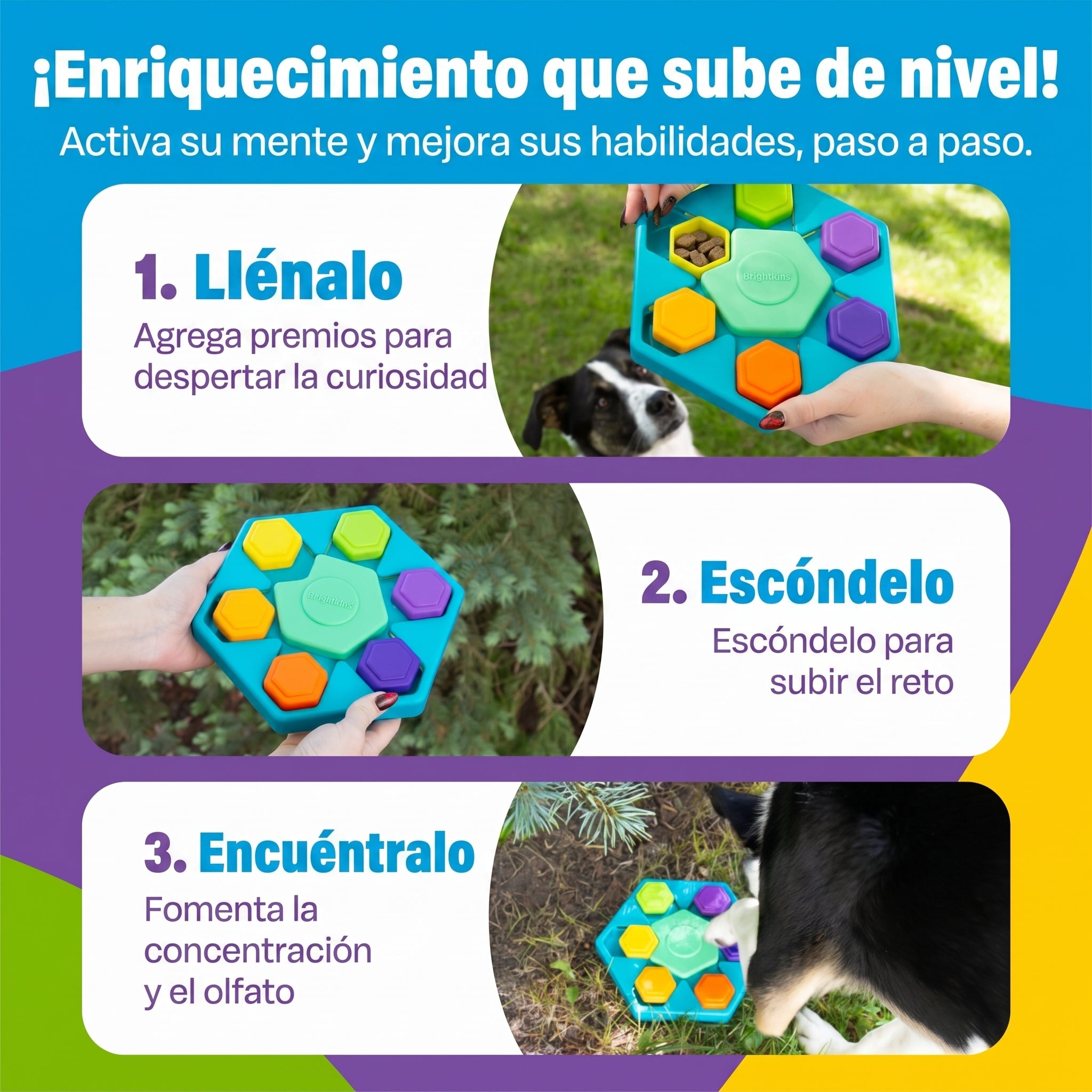 Juguete Rompecabezas para Perros Spin & Seek Hexagono | Brightkins