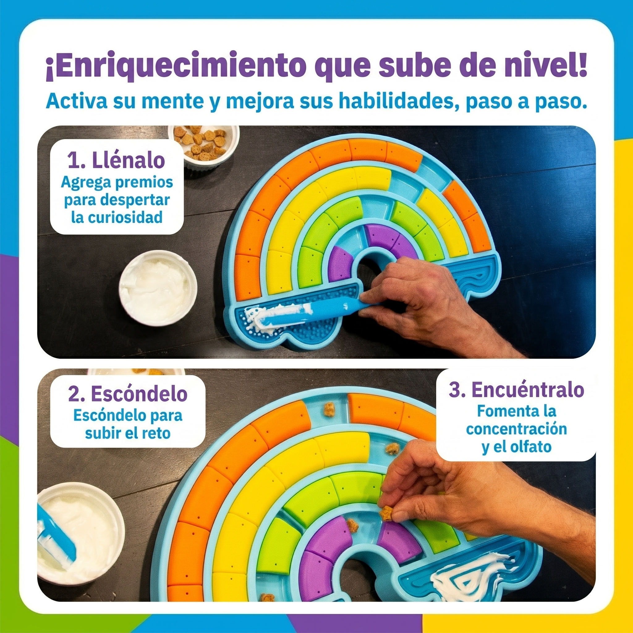 Rompecabezas + Tapetes Lamedores para Perros Calming Rainbow | Brightkins