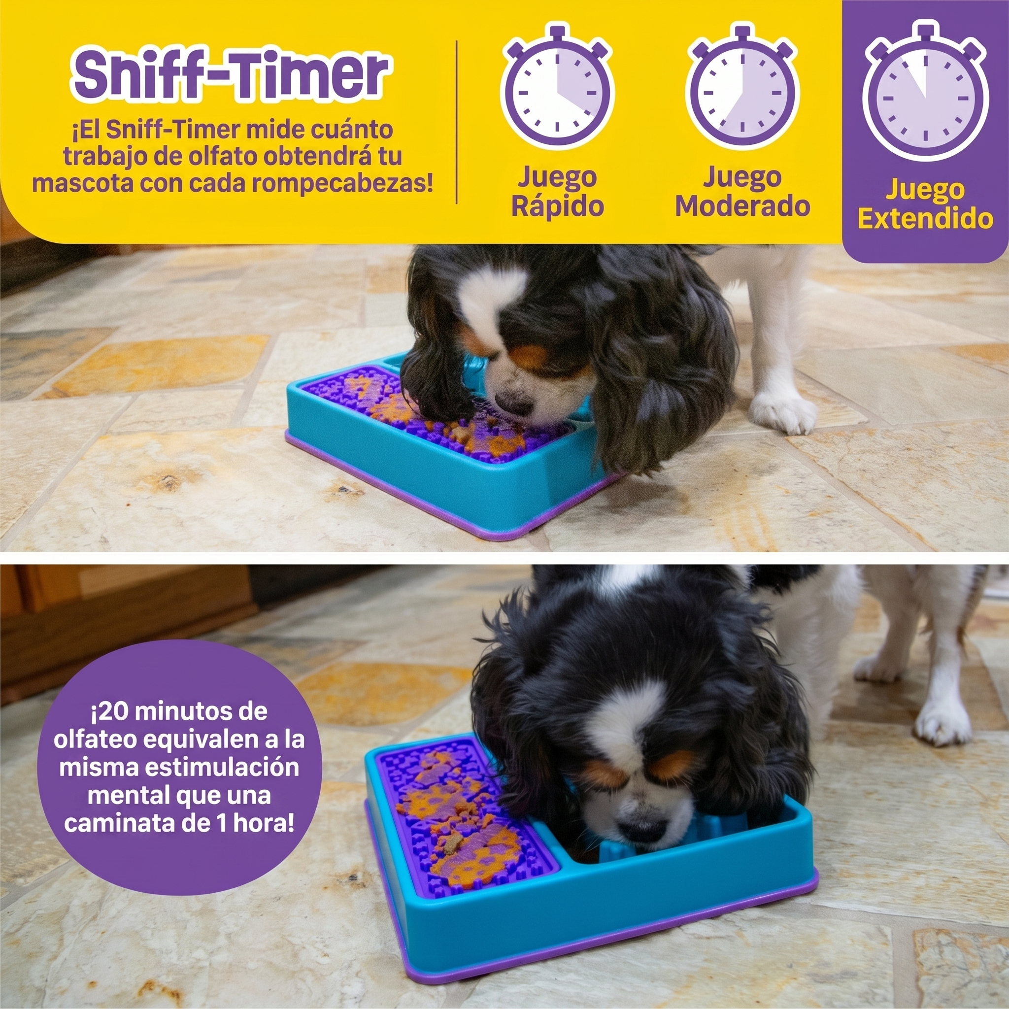 Comedero Lento 2 en 1 + Tapete Lamedor Cuadrado para Perros | Brightkins