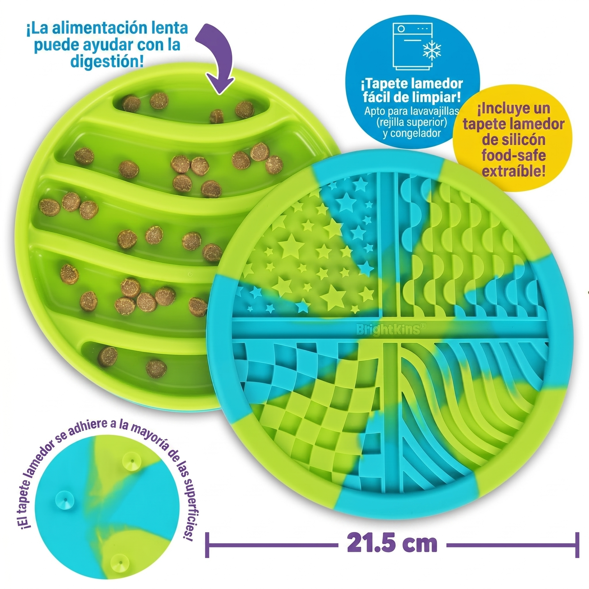 Comedero Lento 2 en 1 + Tapete Lamedor Circular para Perros | Brightkins