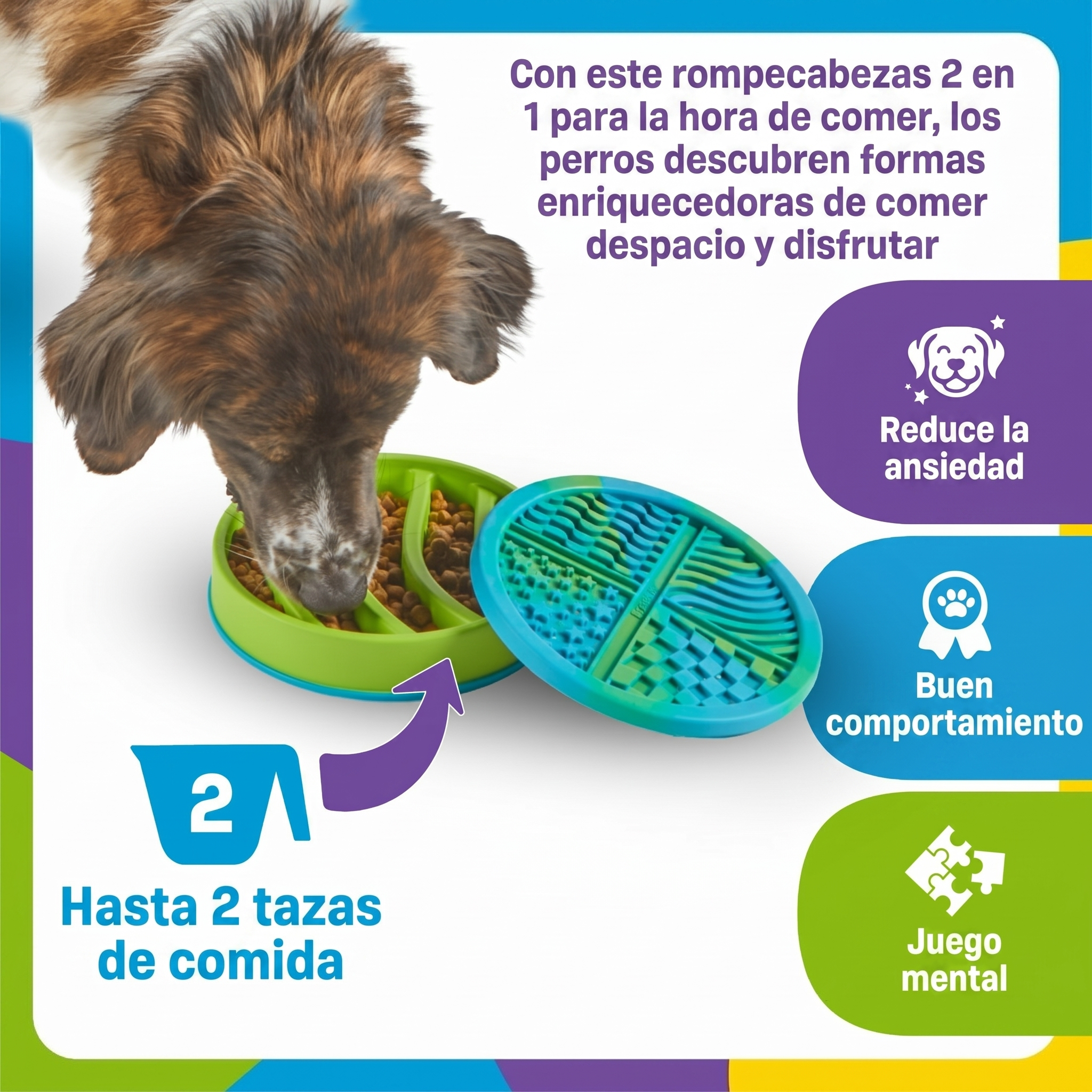 Comedero Lento 2 en 1 + Tapete Lamedor Circular para Perros | Brightkins