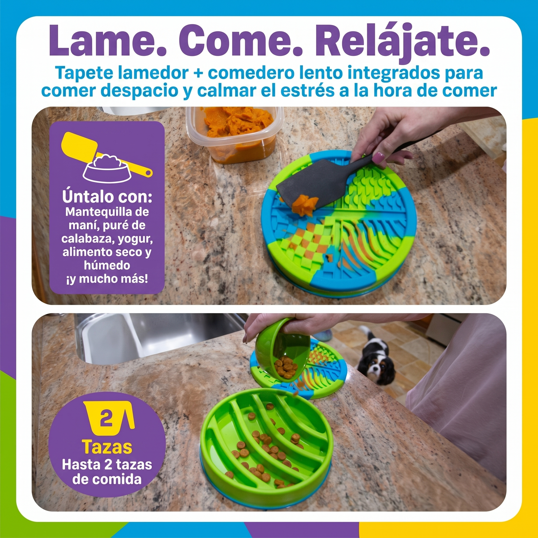 Comedero Lento 2 en 1 + Tapete Lamedor Circular para Perros | Brightkins