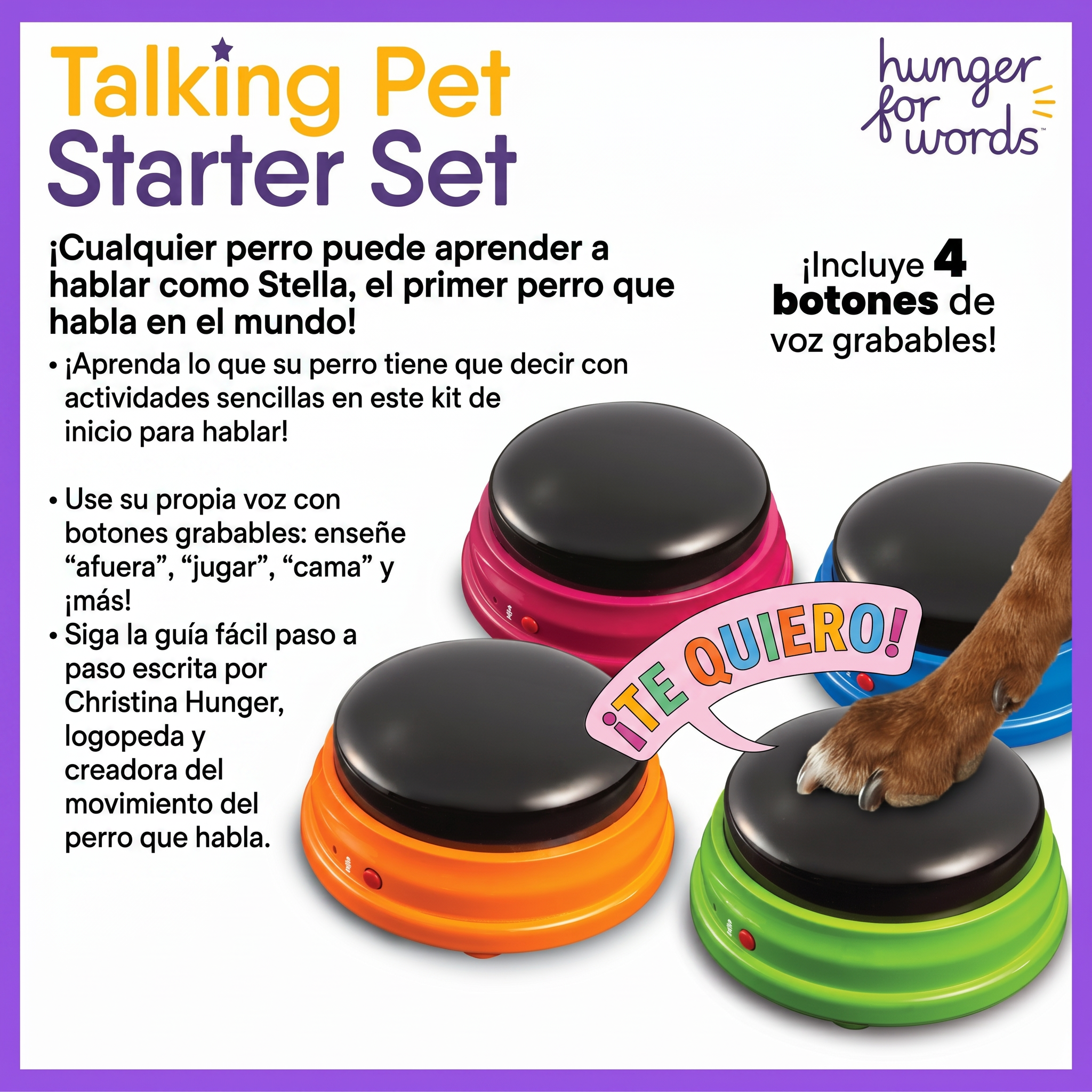 Set de Inicio Botones Parlantes para Mascotas | Hunger for Words