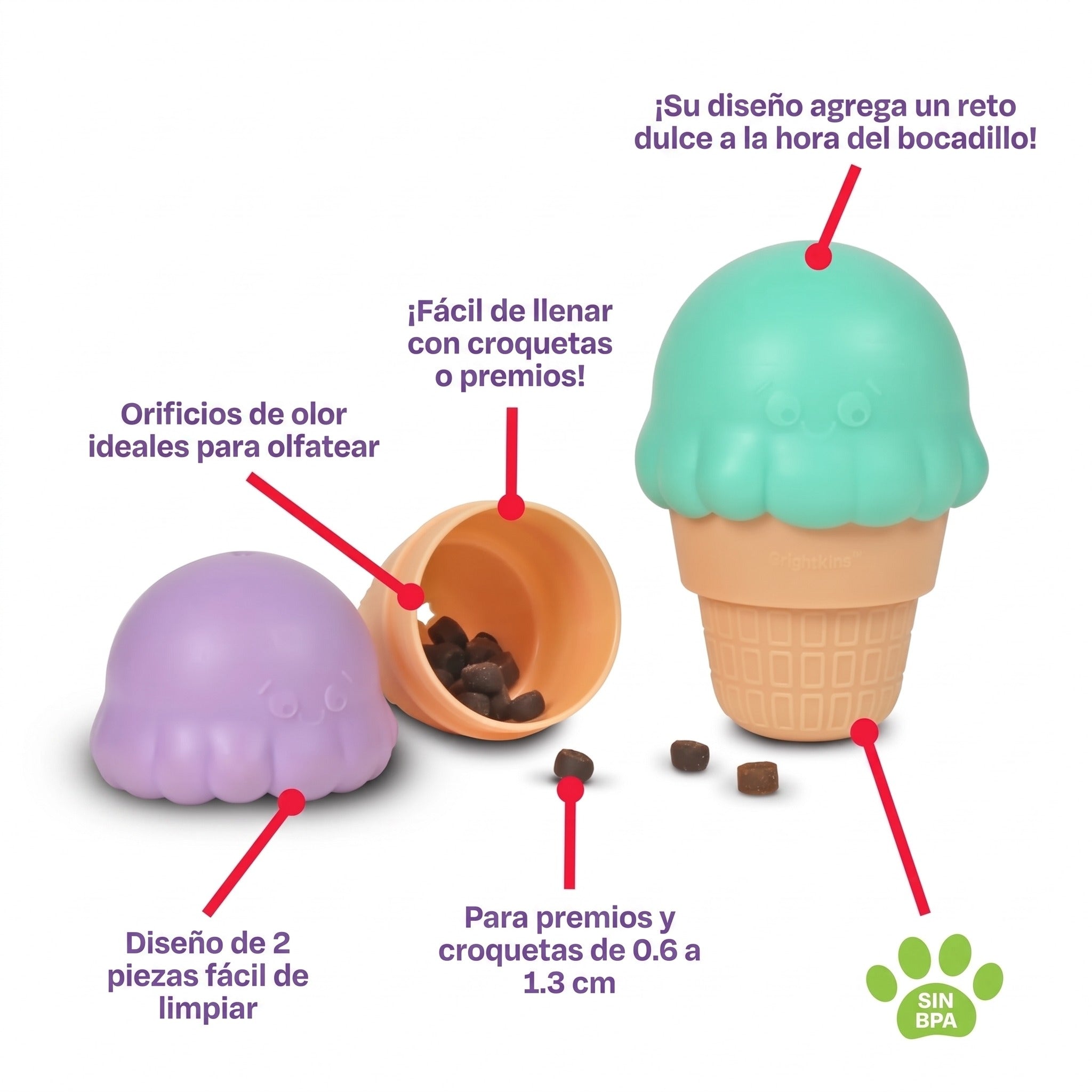 Juguete para Perros Ice Cream Treat Dispenser - Dispensador de Premios en Forma de Helado | Brightkins