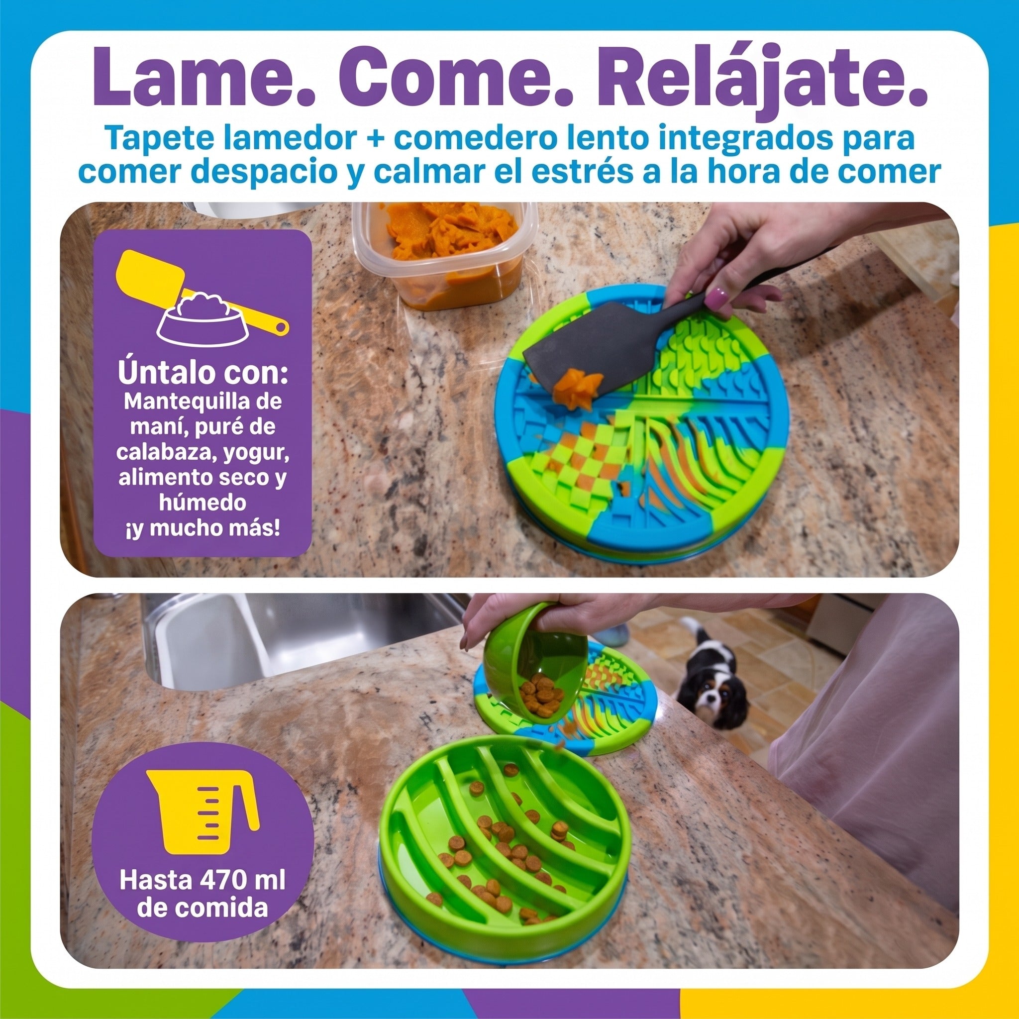 Comedero Lento 2 en 1 + Tapete Lamedor Circular para Perros | Brightkins