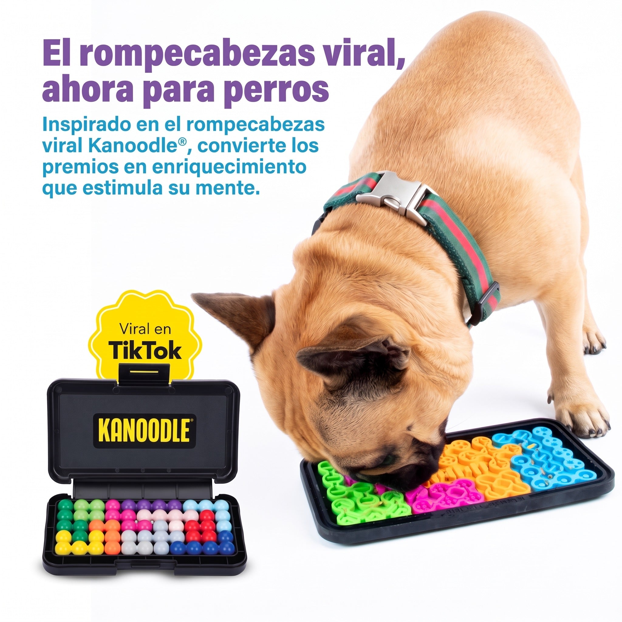 Perro usando el tapete lamedor Kanoodle