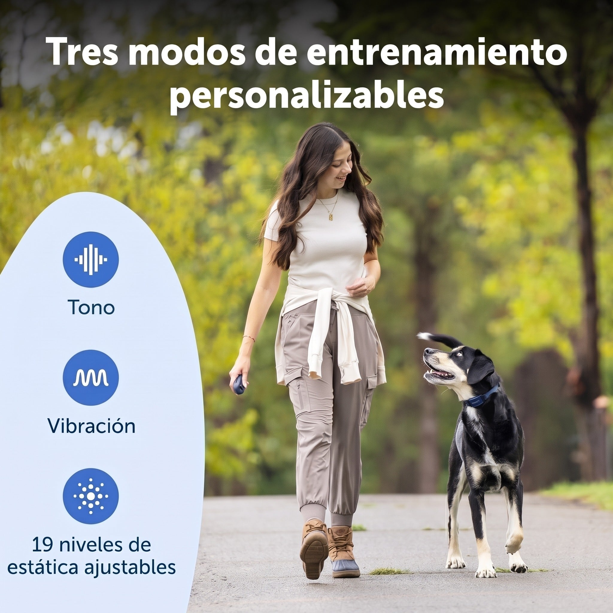 Tono, vibración y 19 niveles de estímulo estático