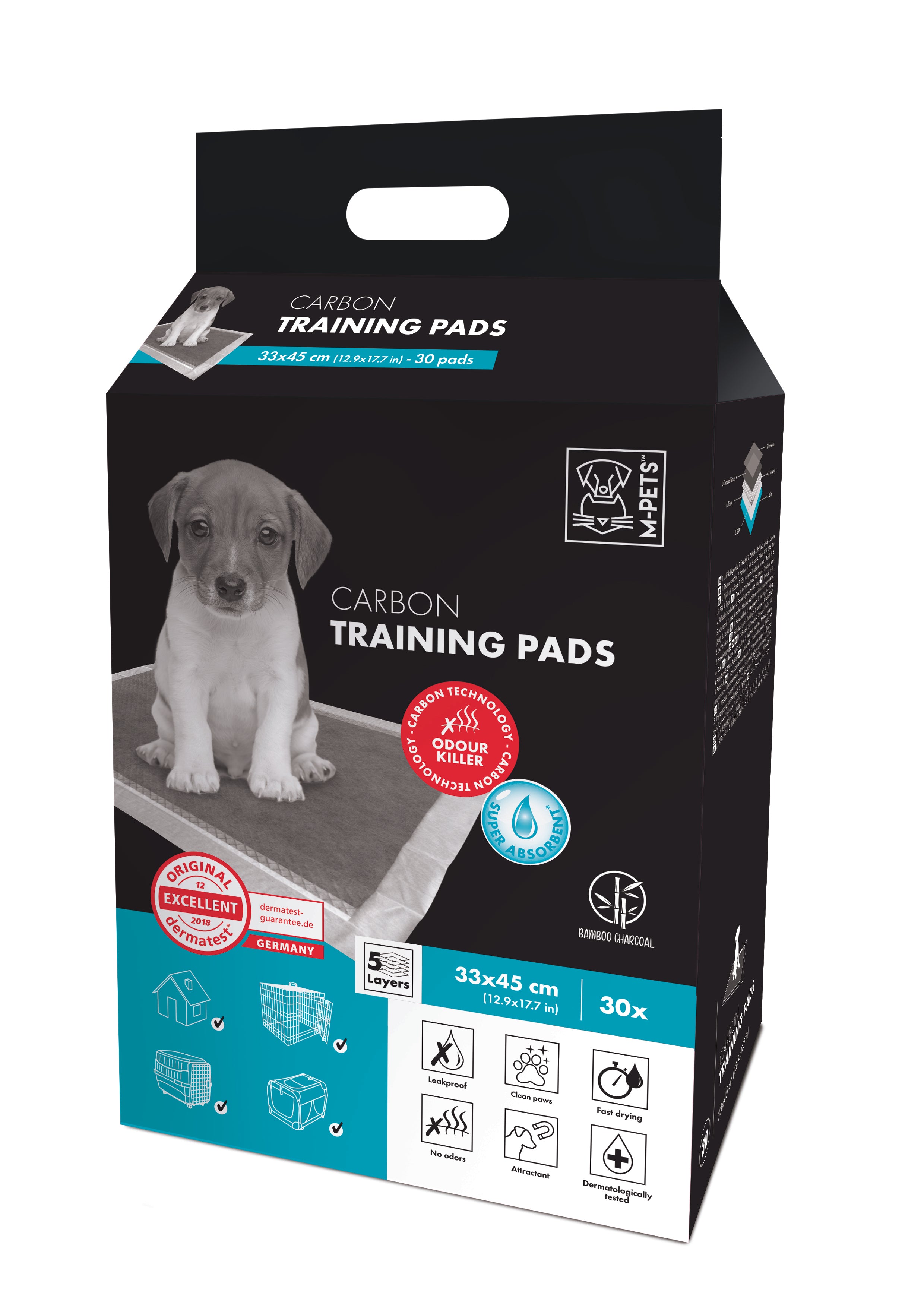 Tapetes Entrenadores con Carbón Activado – 5 Capas Extra Gruesas Anti-Olores | M‑PETS®