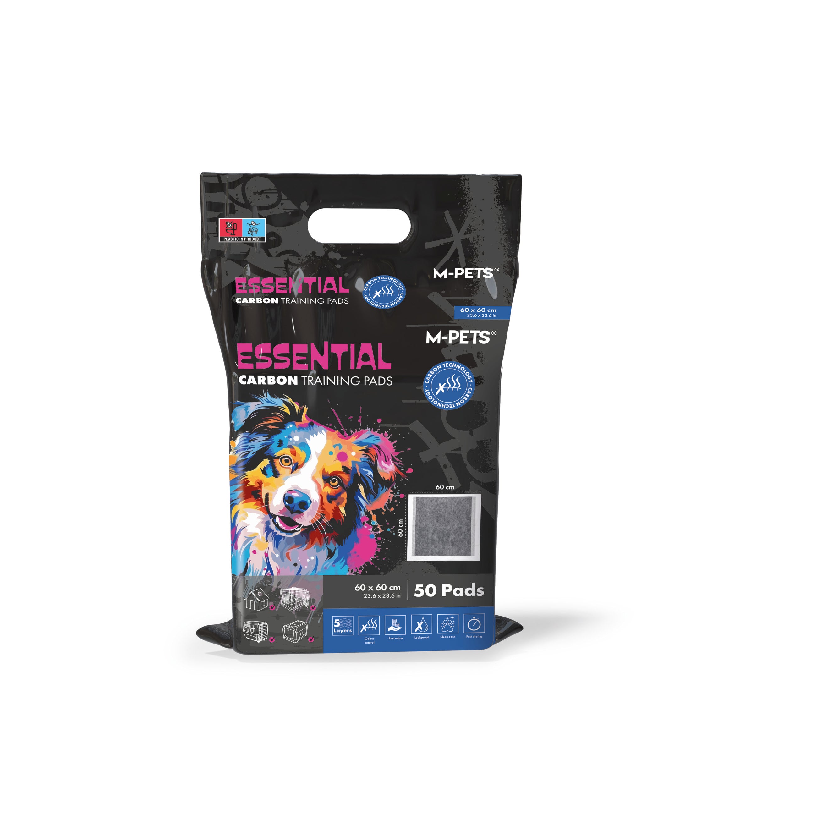 Tapetes Entrenadores Essential Carbon con Carbón Activado Premium – 5 Capas Anti-Fugas y Anti-Olores | M‑PETS®