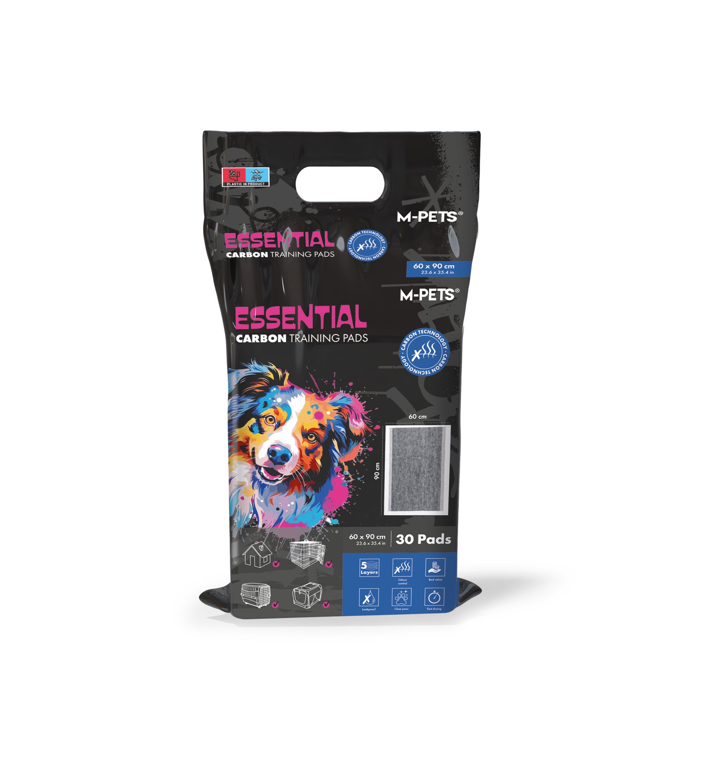 Tapetes Entrenadores Essential Carbon con Carbón Activado Premium – 5 Capas Anti-Fugas y Anti-Olores | M‑PETS®