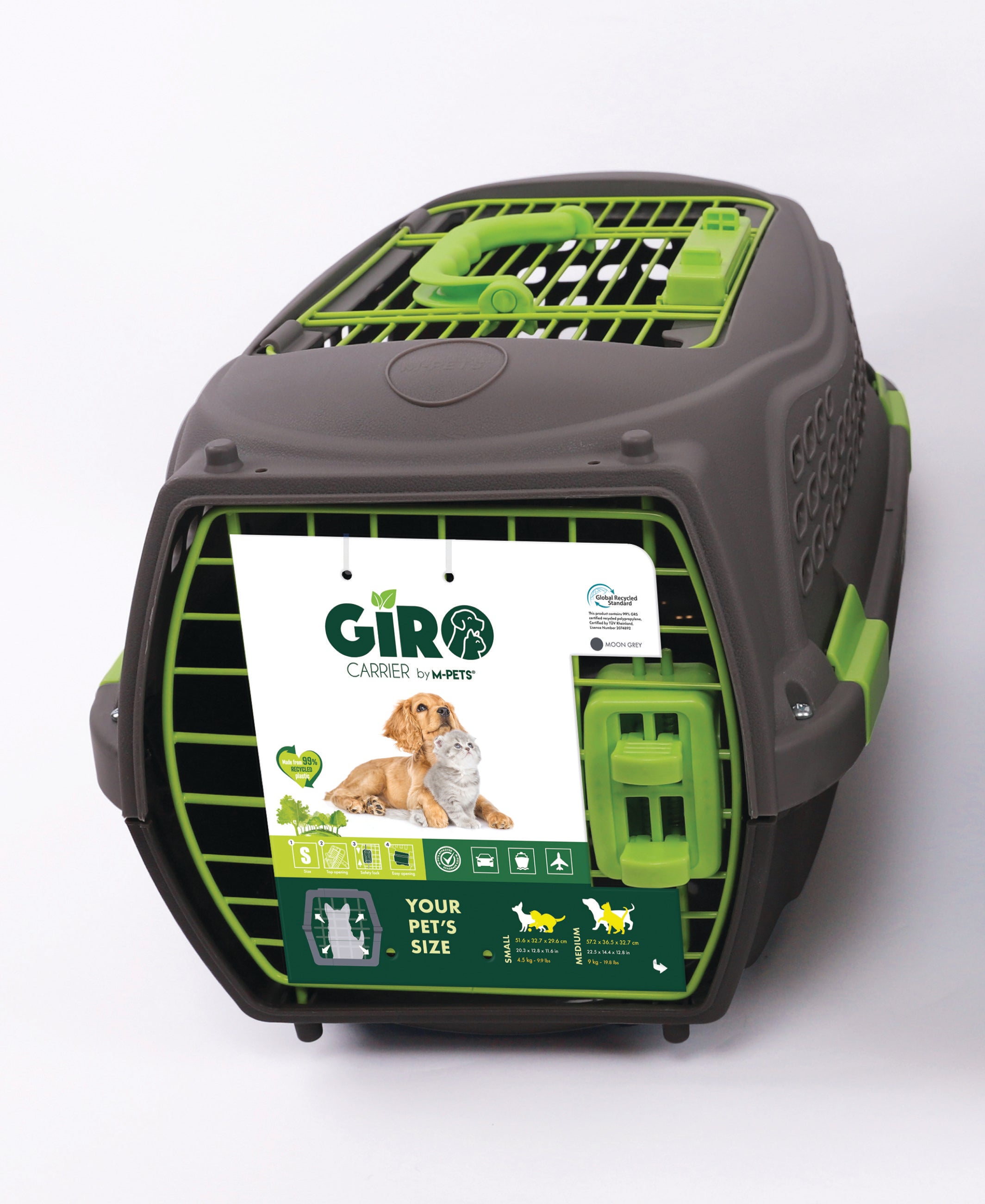 Transportadora ECO GIRO con Apertura Superior - Verde Bosque (Forest Green) | M-PETS