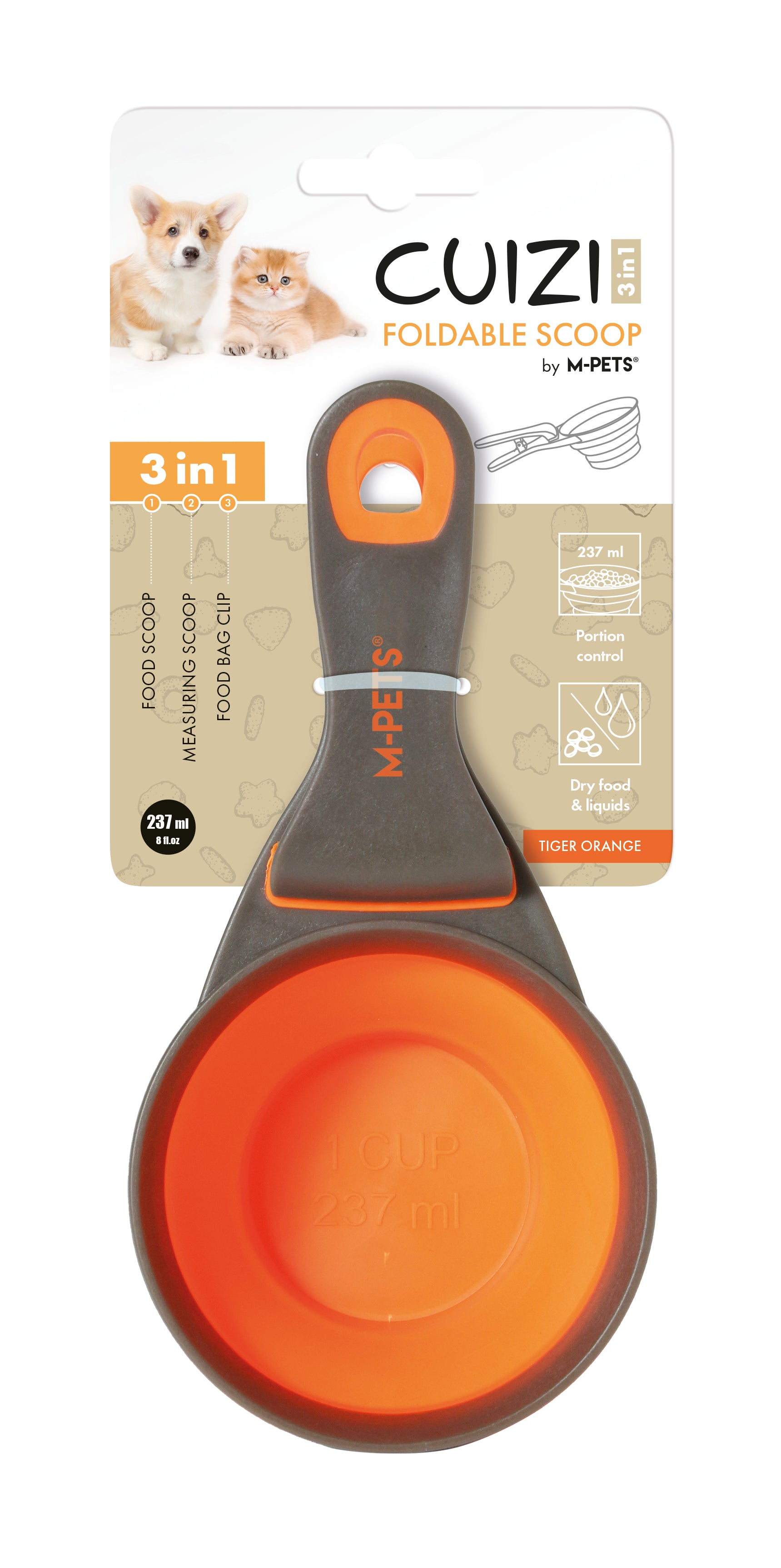 Cuchara Medidora Plegable 3 en 1 CUIZI para Alimento de Mascotas | M‑PETS®