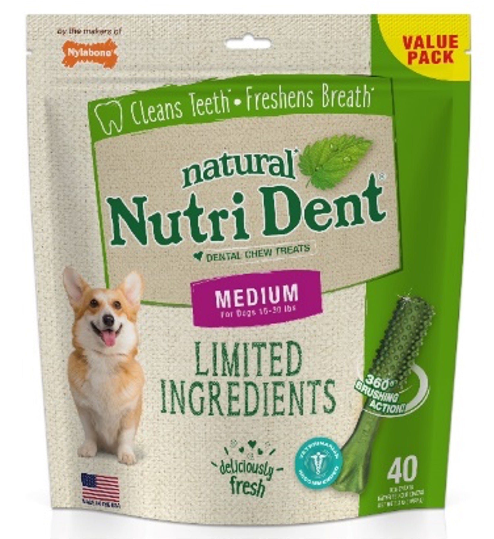 Premios Dentales Nutri Dent Naturales Sabor Aliento Fresco para Perros | Nylabone