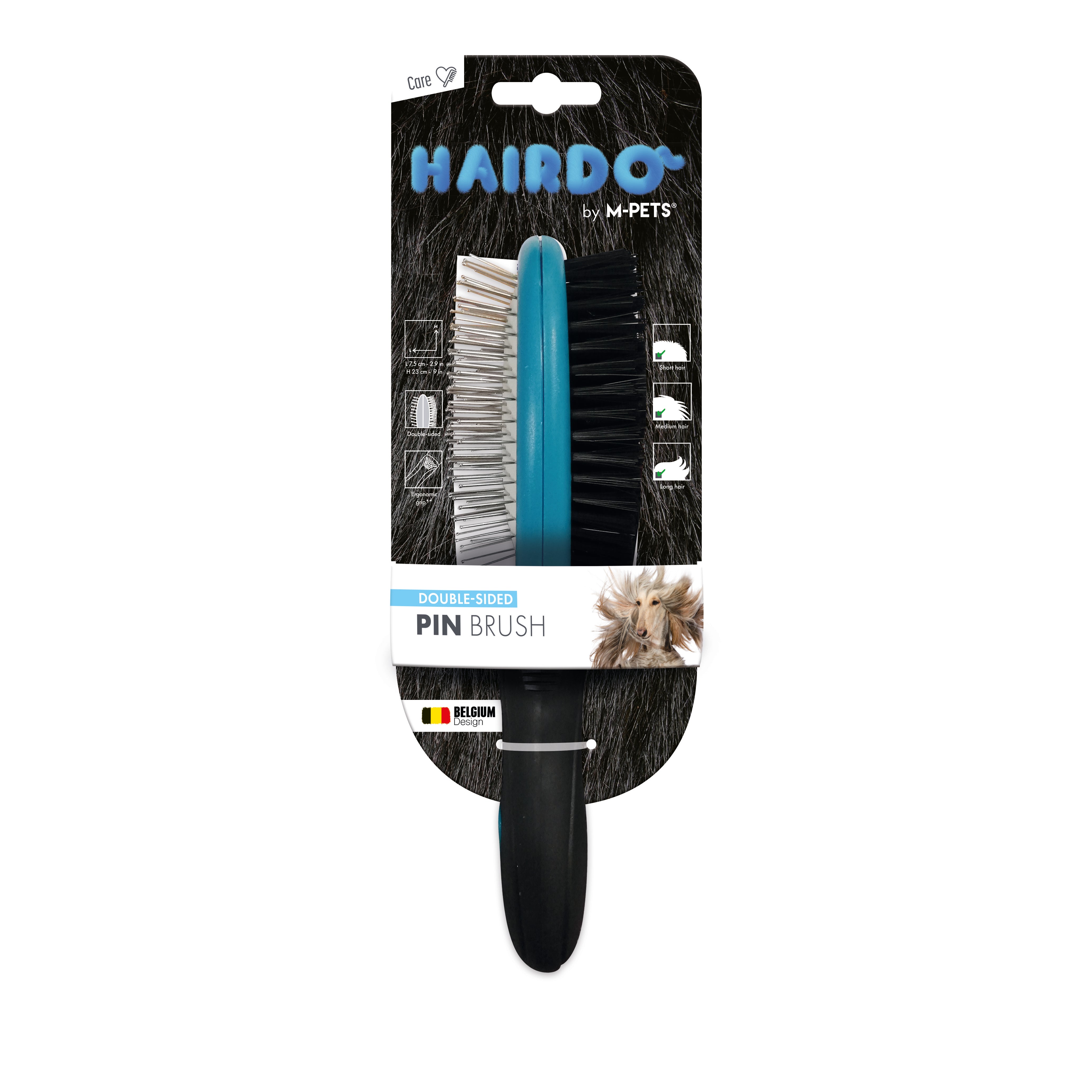 Cepillo Doble Cara Pin y Cerdas Naturales HAIRDO para Perros | M‑PETS®