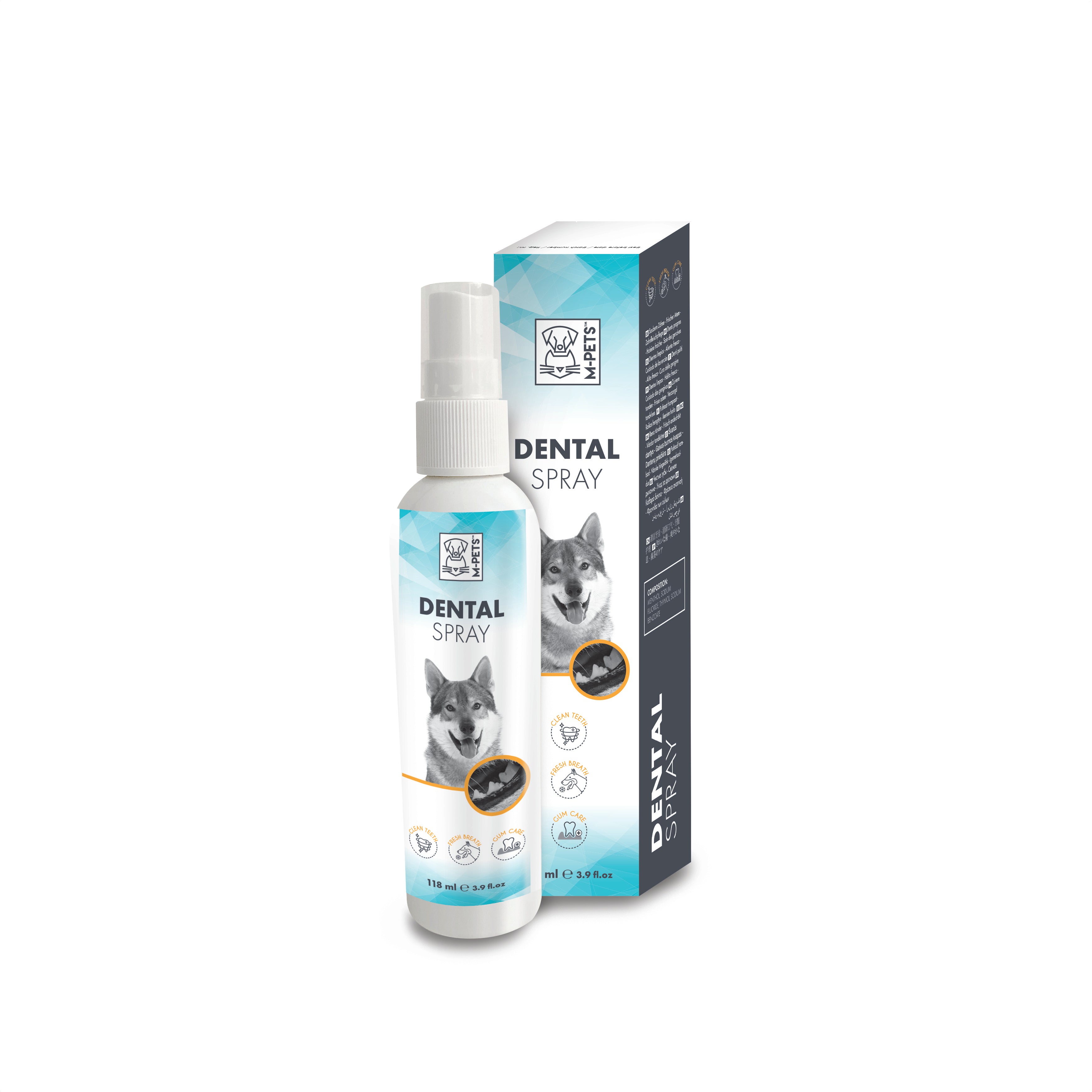 Spray Dental Anti-Sarro para Perros y Gatos - Elimina Placa y Refresca Aliento | 118ml | M-PETS