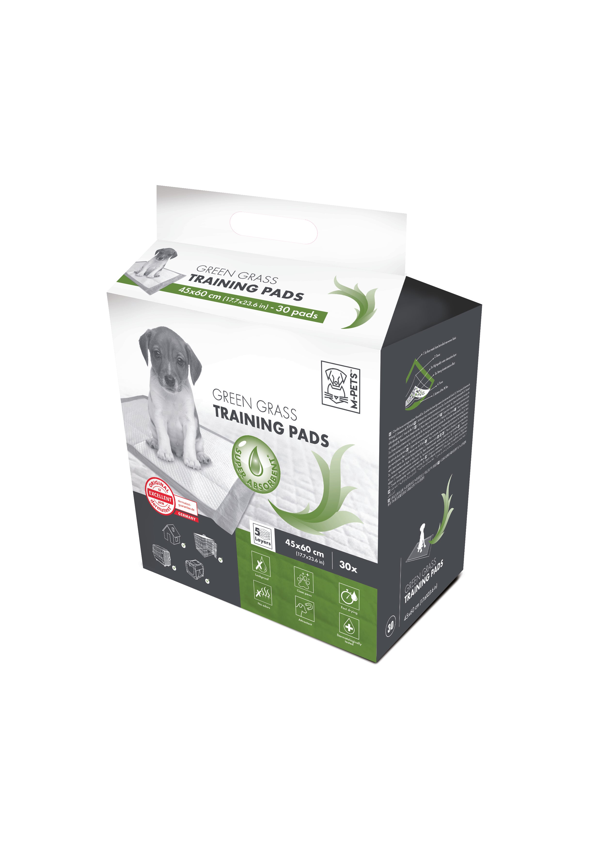 Tapetes Entrenadores con Aroma de Pasto Natural – 5 Capas Atrayentes Anti-Fugas | M‑PETS®
