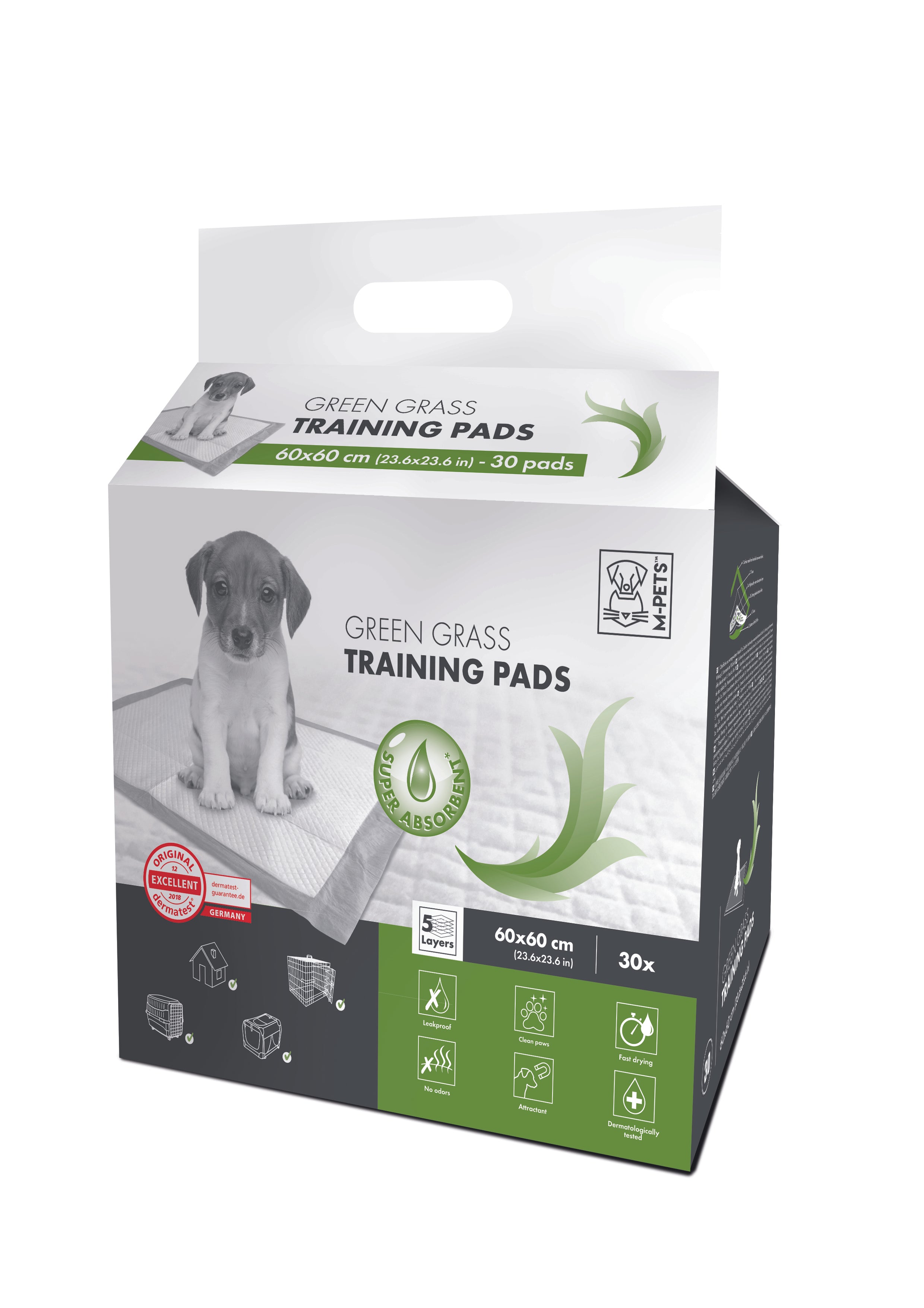 Tapetes Entrenadores con Aroma de Pasto Natural – 5 Capas Atrayentes Anti-Fugas | M‑PETS®