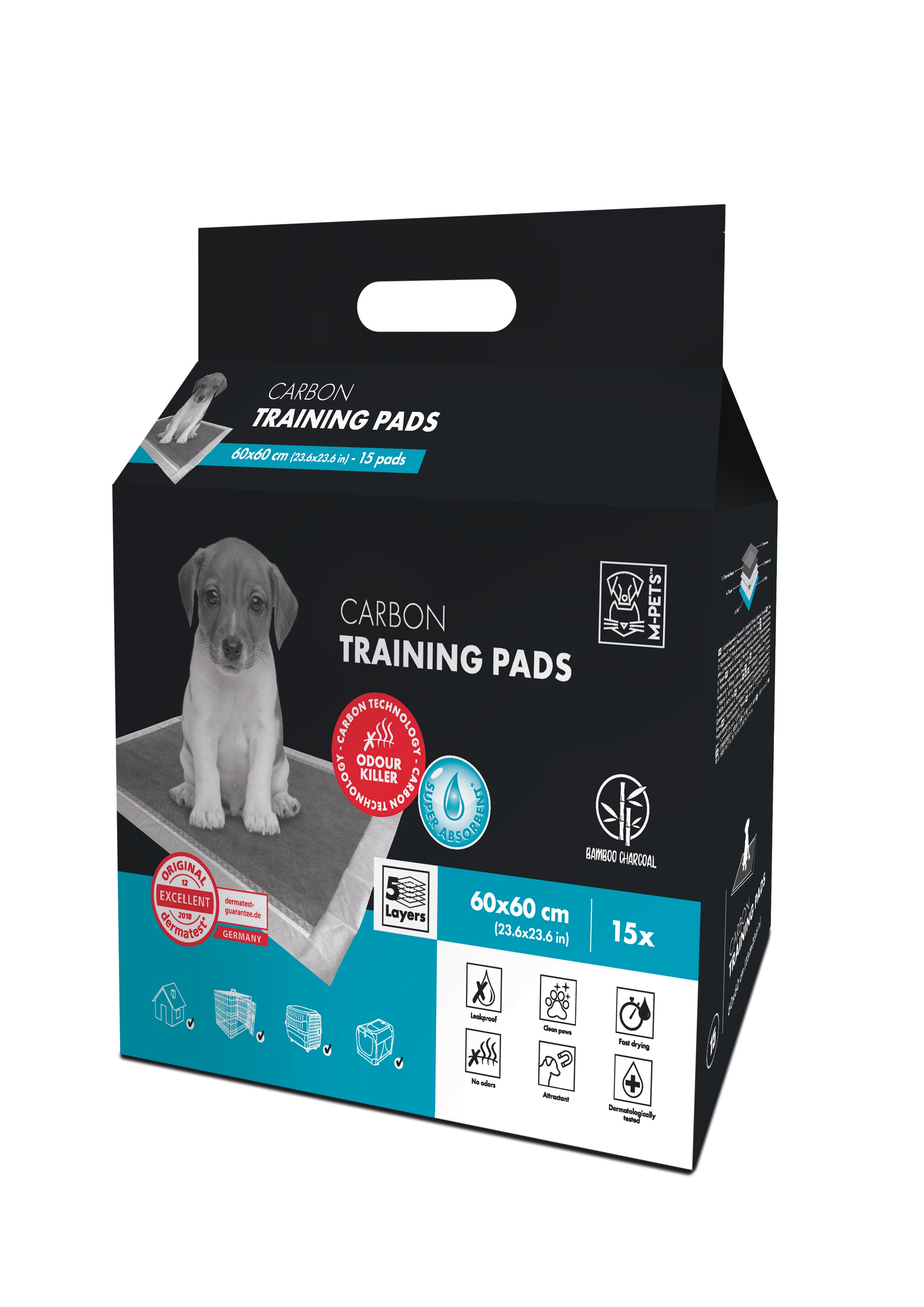 Tapetes Entrenadores con Carbón Activado – 5 Capas Extra Gruesas Anti-Olores | M‑PETS®