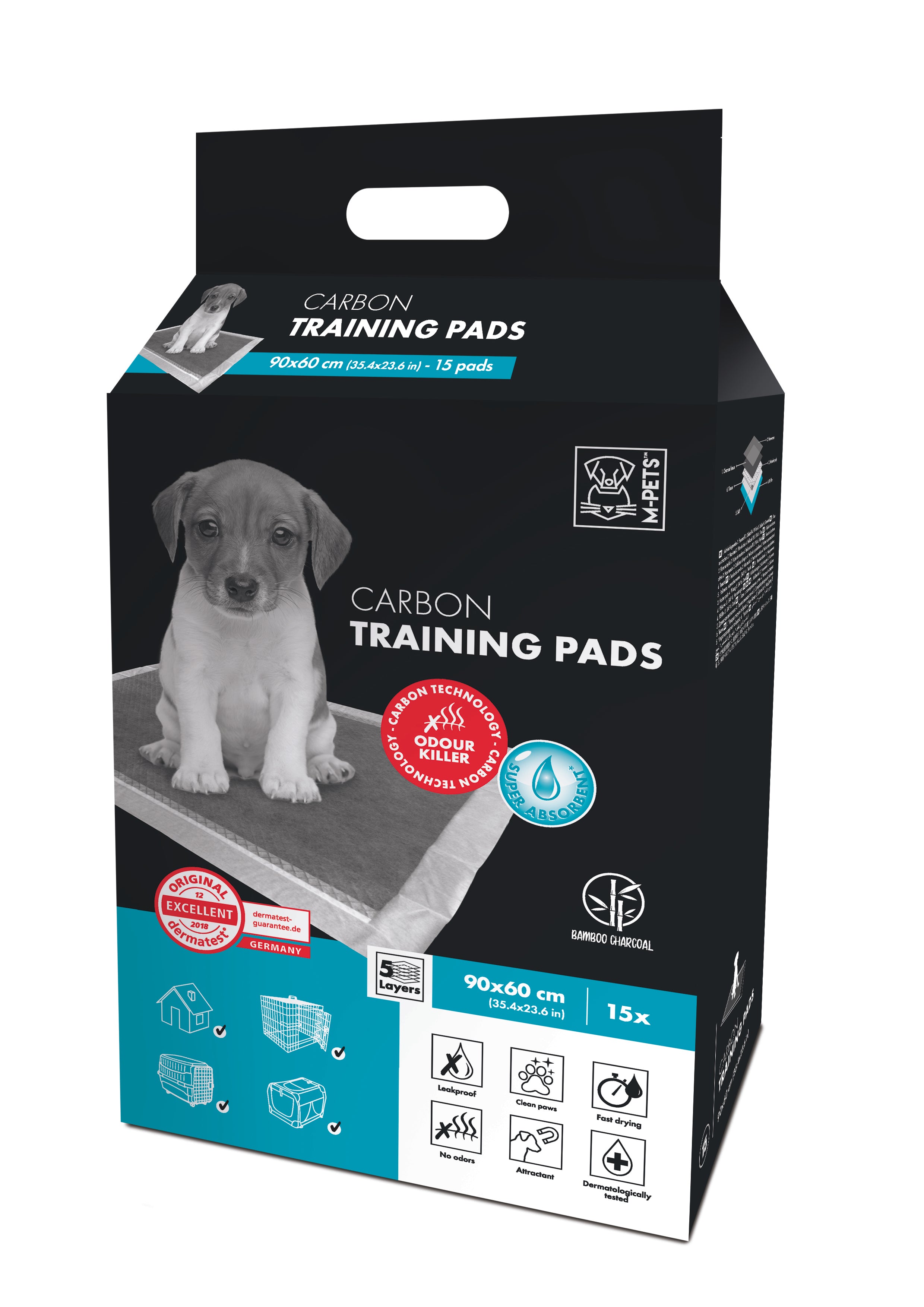 Tapetes Entrenadores con Carbón Activado – 5 Capas Extra Gruesas Anti-Olores | M‑PETS®