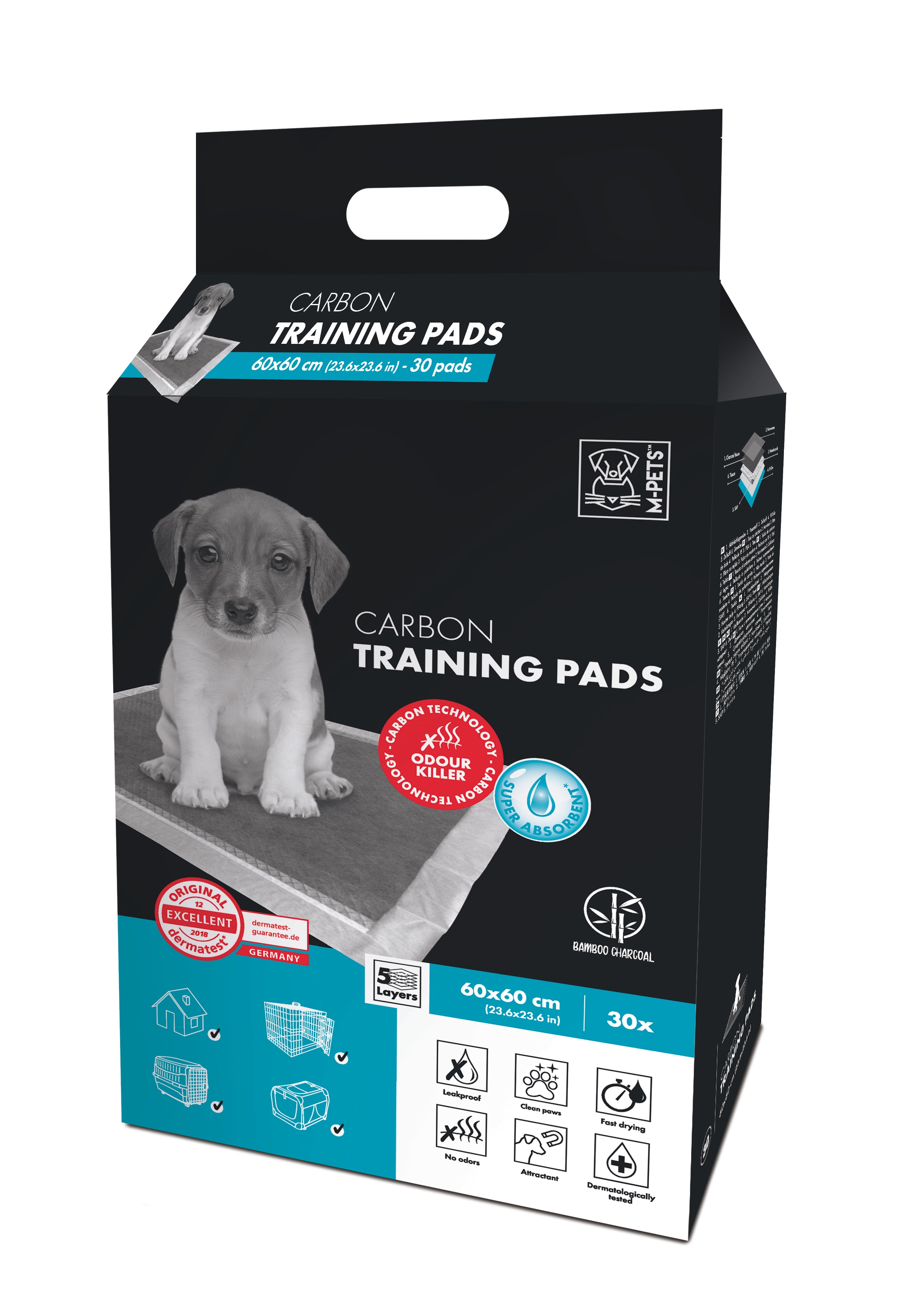 Tapetes Entrenadores con Carbón Activado – 5 Capas Extra Gruesas Anti-Olores | M‑PETS®
