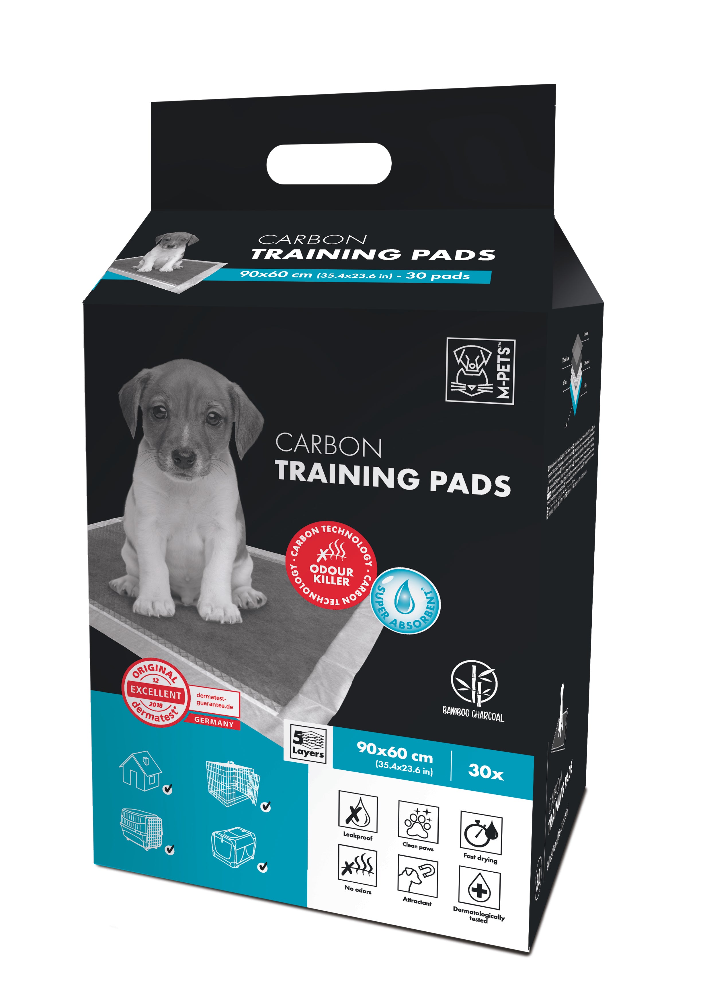 Tapetes Entrenadores con Carbón Activado – 5 Capas Extra Gruesas Anti-Olores | M‑PETS®