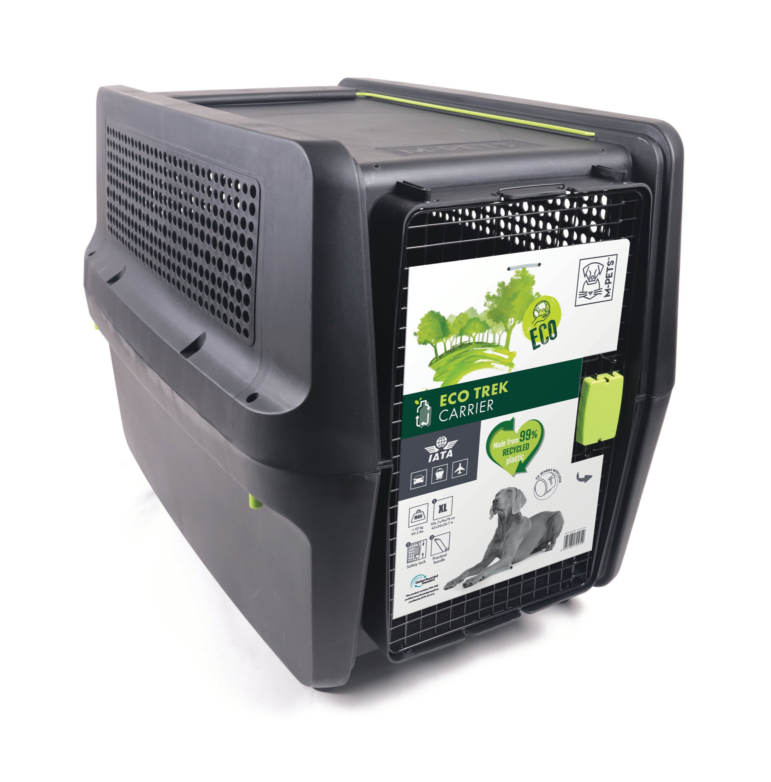 Transportadora ECO TREK para Perros - Negra con Verde (Black & Green) | M-PETS