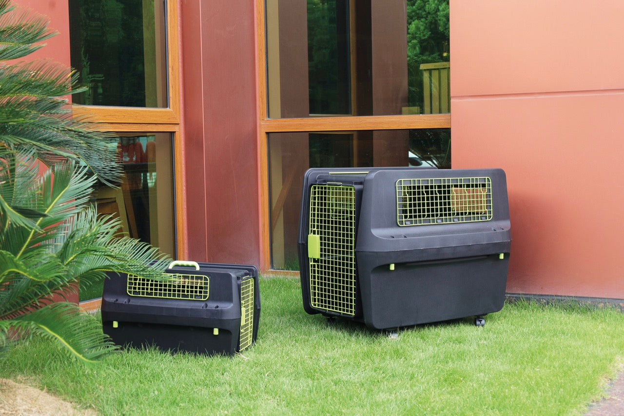 Transportadora PREMIUM ECO TREK para Perros - Negra con Rejillas Metálicas (Black & Green) | M-PETS