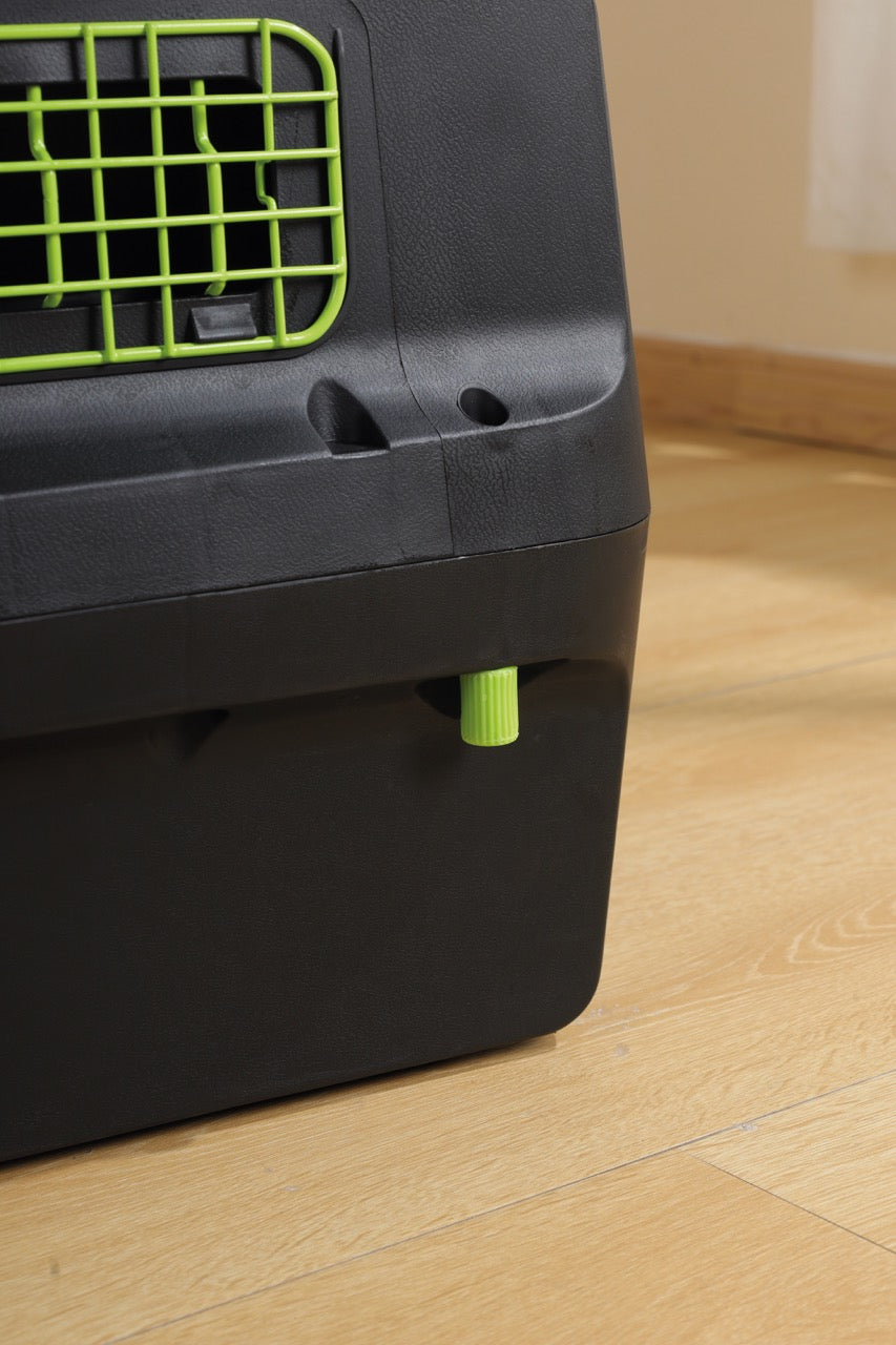Transportadora PREMIUM ECO TREK para Perros - Negra con Rejillas Metálicas (Black & Green) | M-PETS