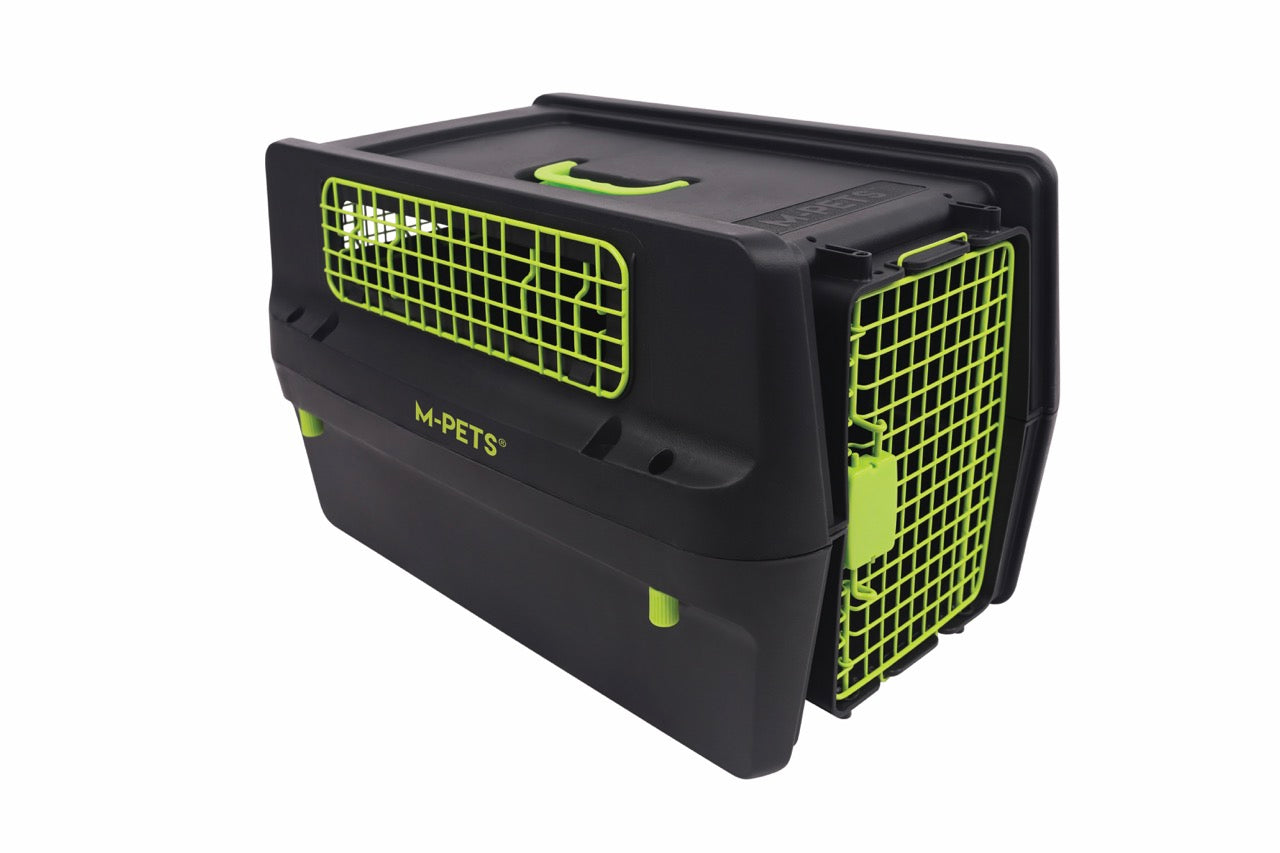 Transportadora PREMIUM ECO TREK para Perros - Negra con Rejillas Metálicas (Black & Green) | M-PETS