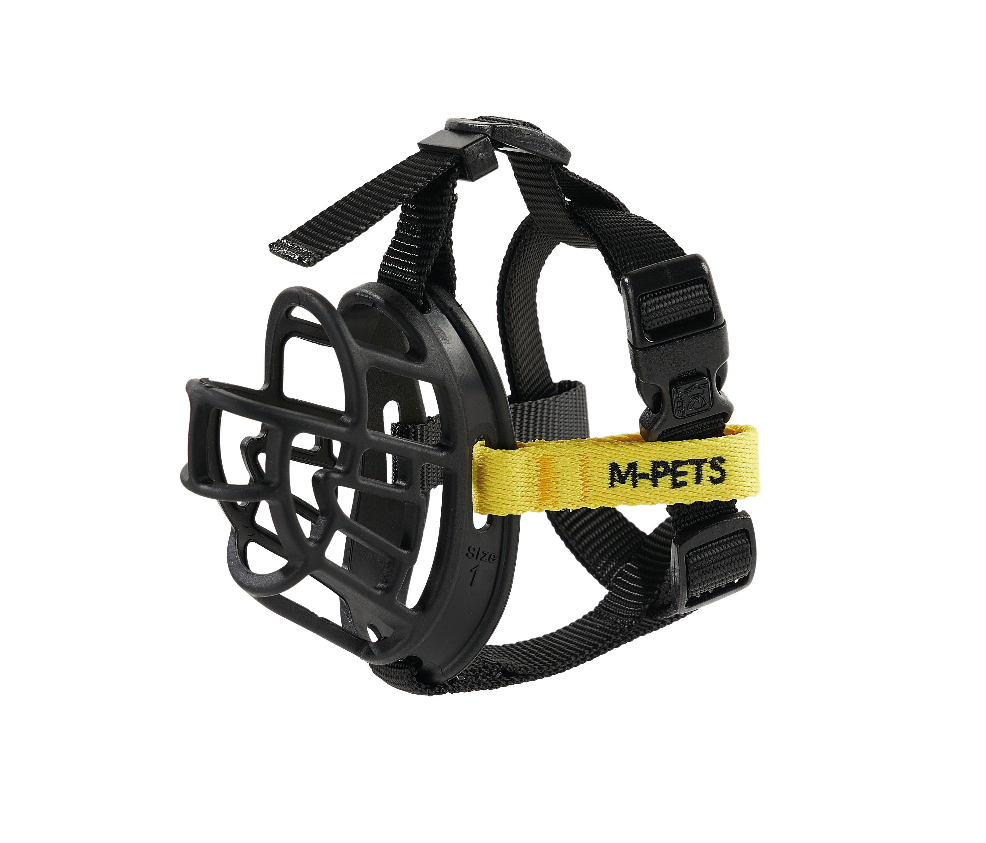 Bozal Tipo Canasta BARK GUARD para Perro Negro y Amarillo | M‑PETS®