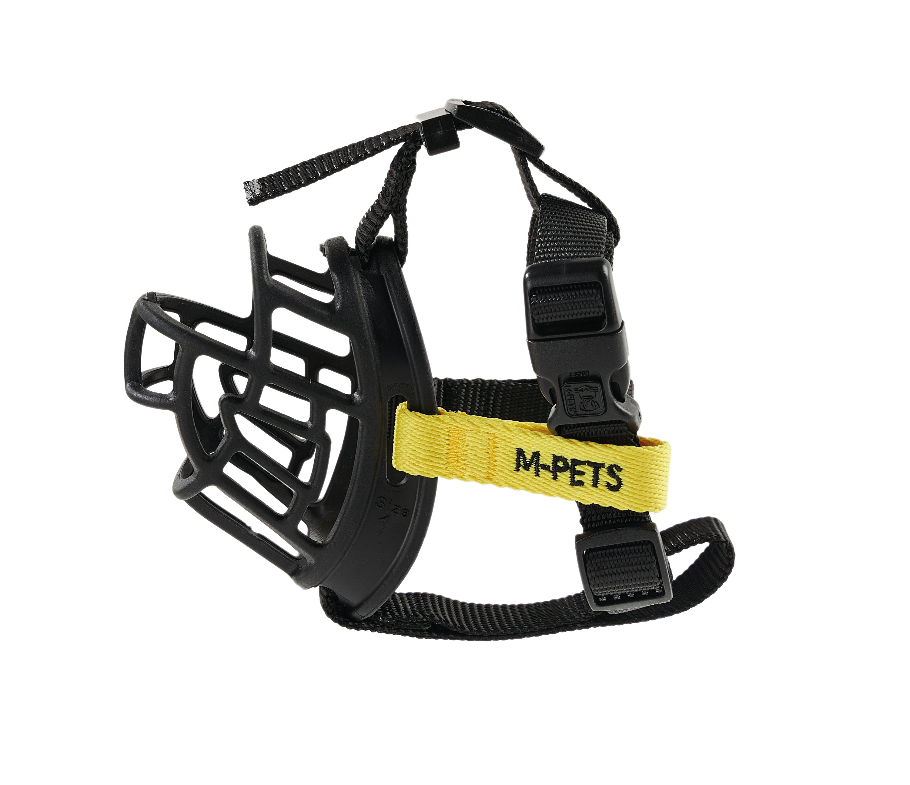 Bozal Tipo Canasta BARK GUARD para Perro Negro y Amarillo | M‑PETS®