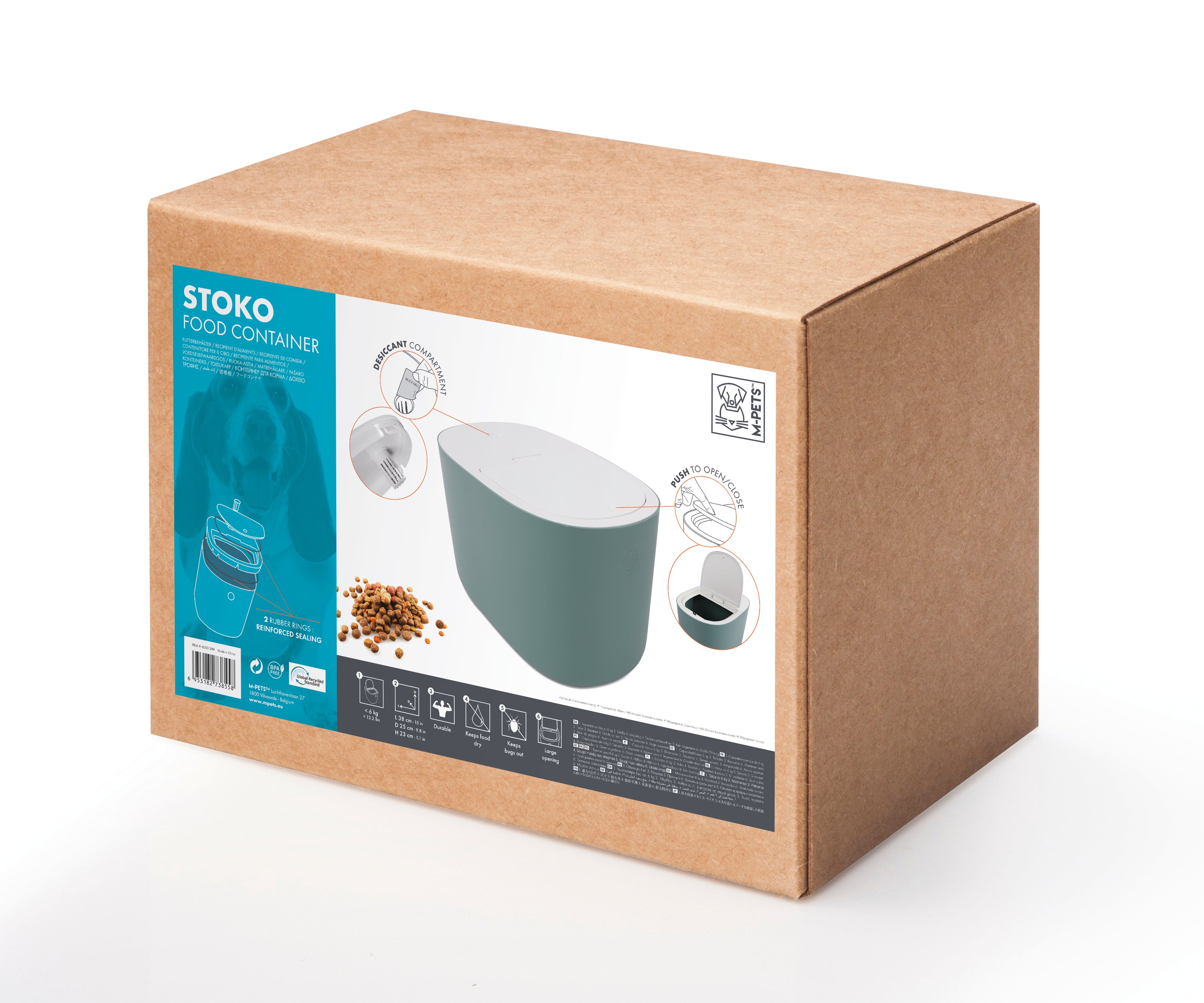 Contenedor de Alimento Hermético STOKO con Compartimento Desecante (6 kg) para Mascotas | M‑PETS®