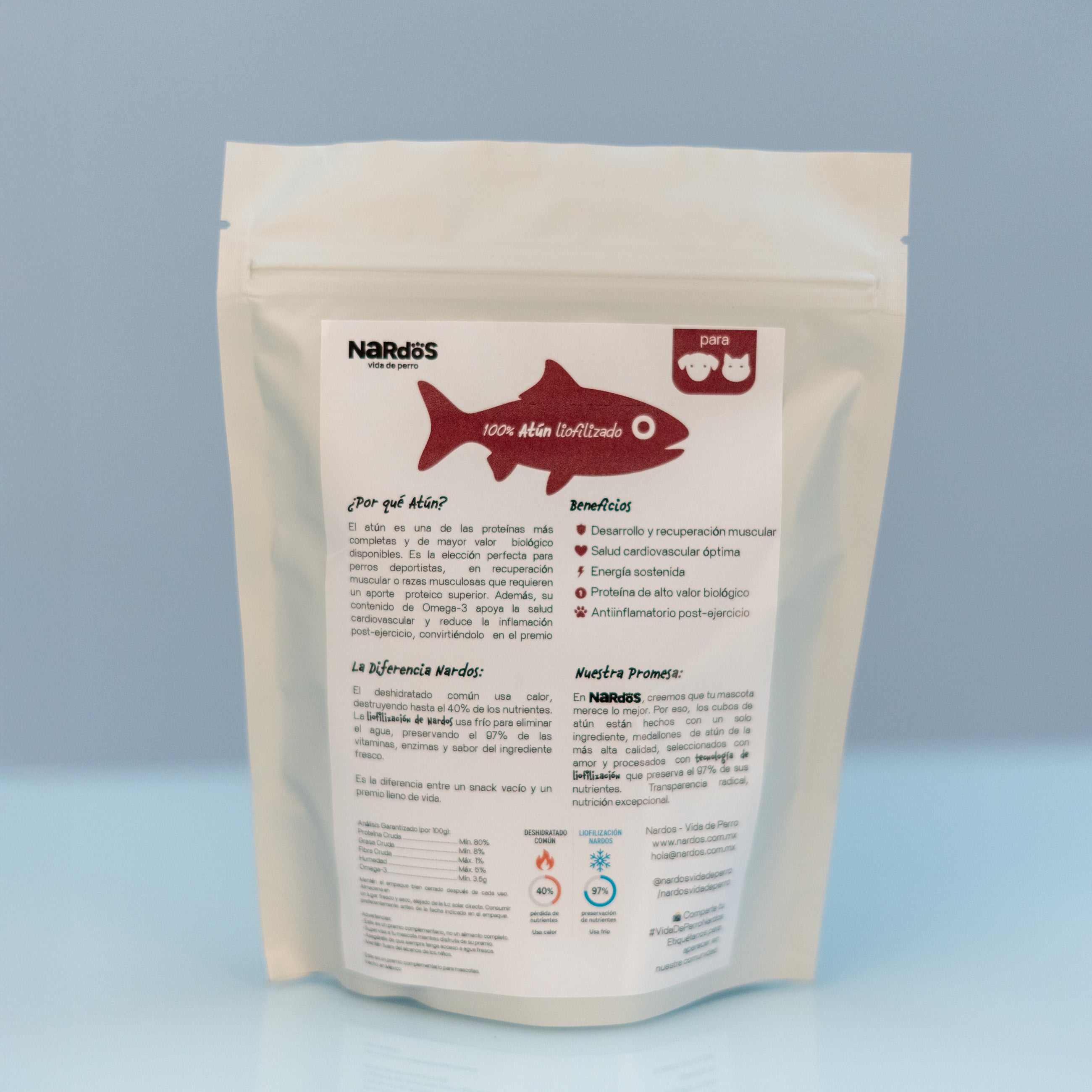 Cubos de Atún Liofilizado para Perros y Gatos - Alta Proteína y Energía Sostenida | Nardos Vida de Perro