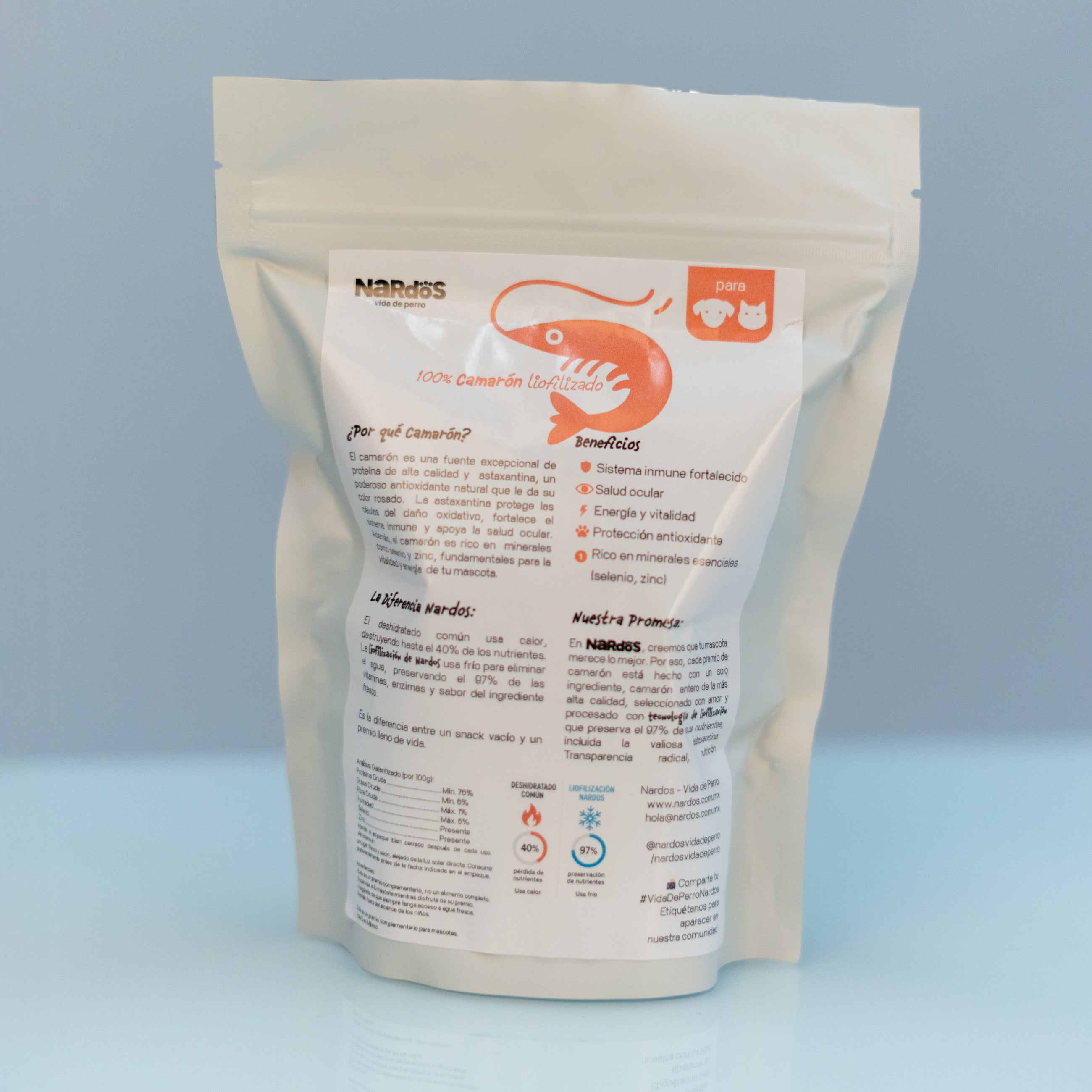Camarón Liofilizado para Perros y Gatos – Energía, Inmunidad y Antioxidantes | Nardos Vida de Perro